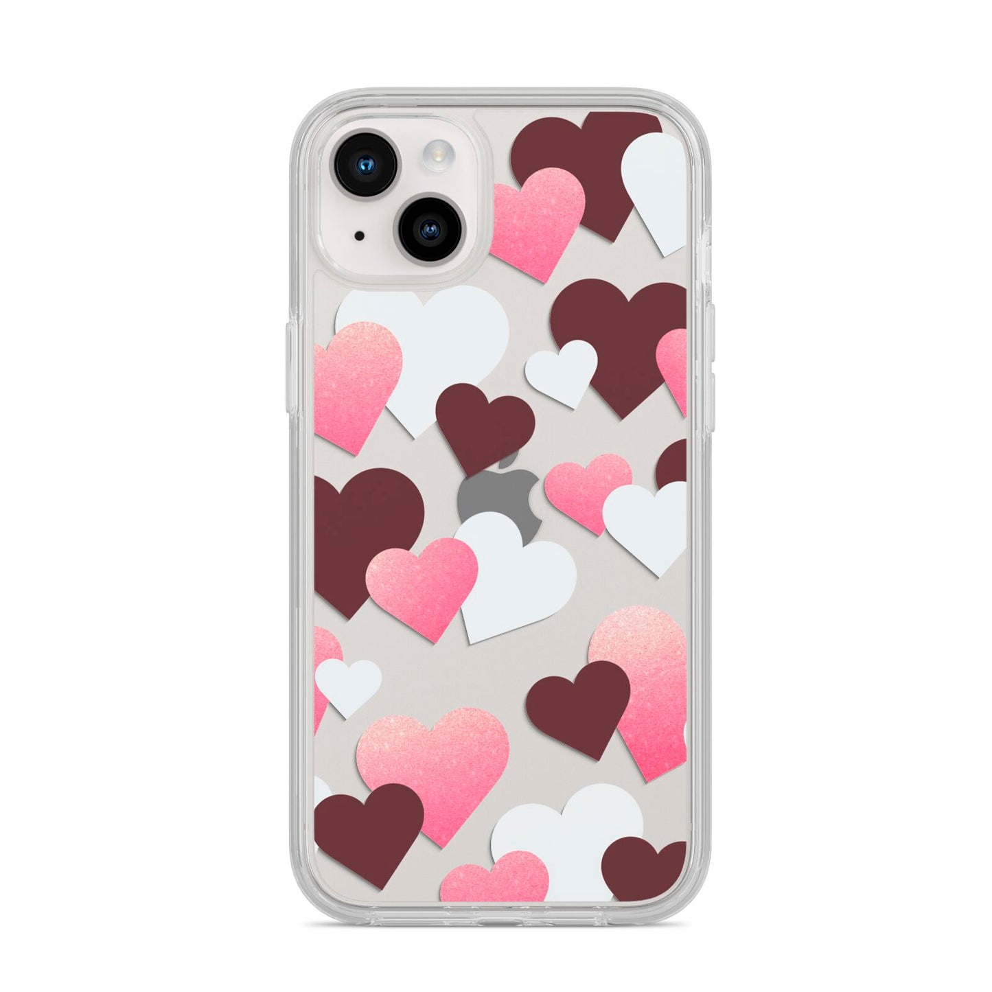 Hearts iPhone 14 Plus Clear Tough Case Starlight