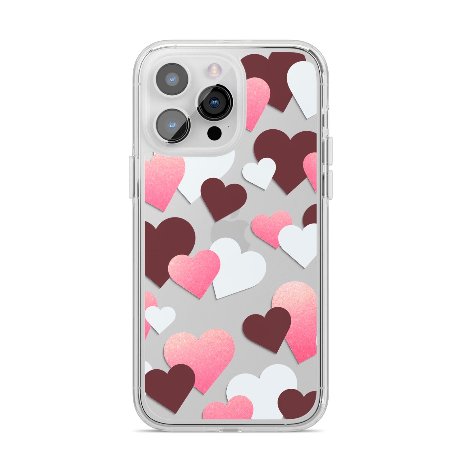 Hearts iPhone 14 Pro Max Clear Tough Case Silver