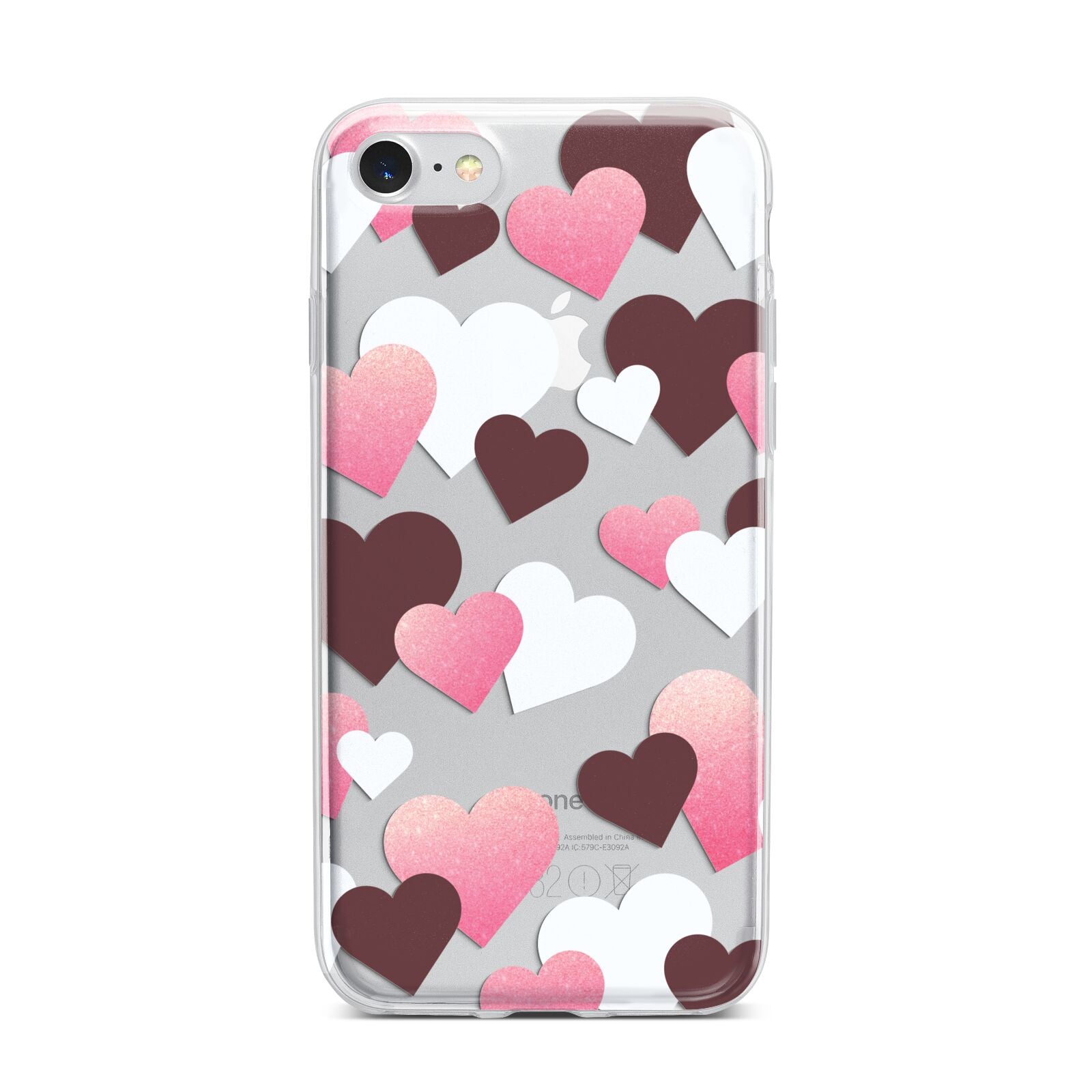 Hearts iPhone 7 Bumper Case on Silver iPhone