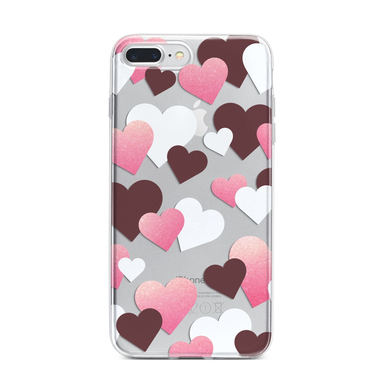 Hearts iPhone 7 Plus Bumper Case on Silver iPhone