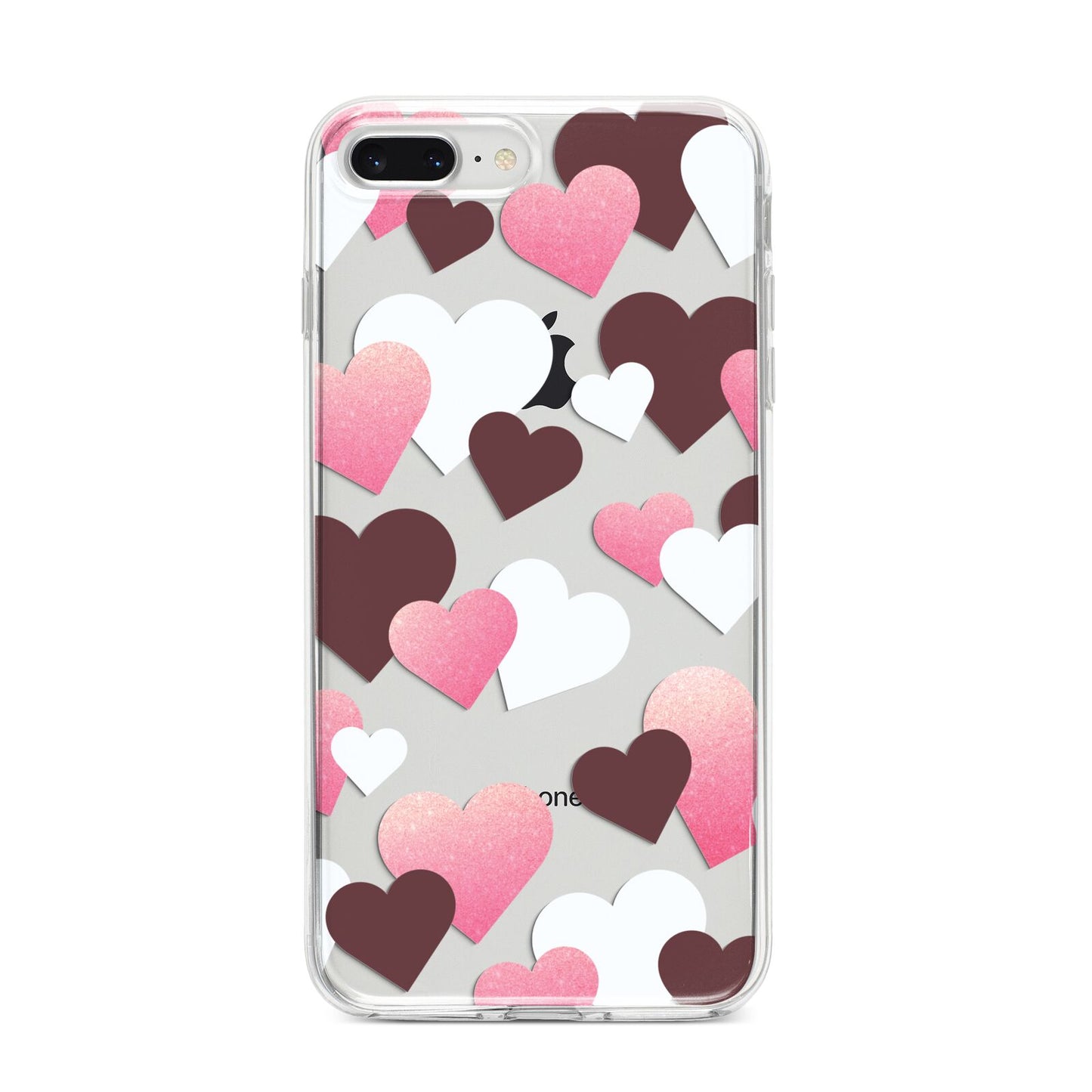 Hearts iPhone 8 Plus Bumper Case on Silver iPhone