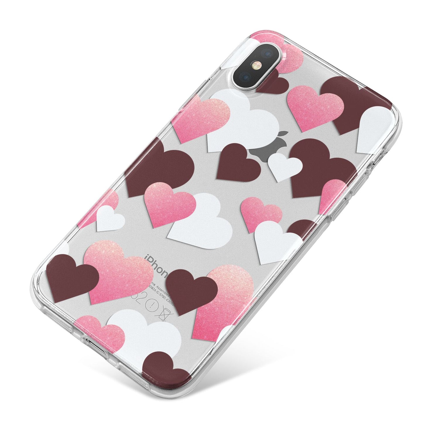 Hearts iPhone X Bumper Case on Silver iPhone