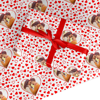 Hearts with Photo Custom Wrapping Paper