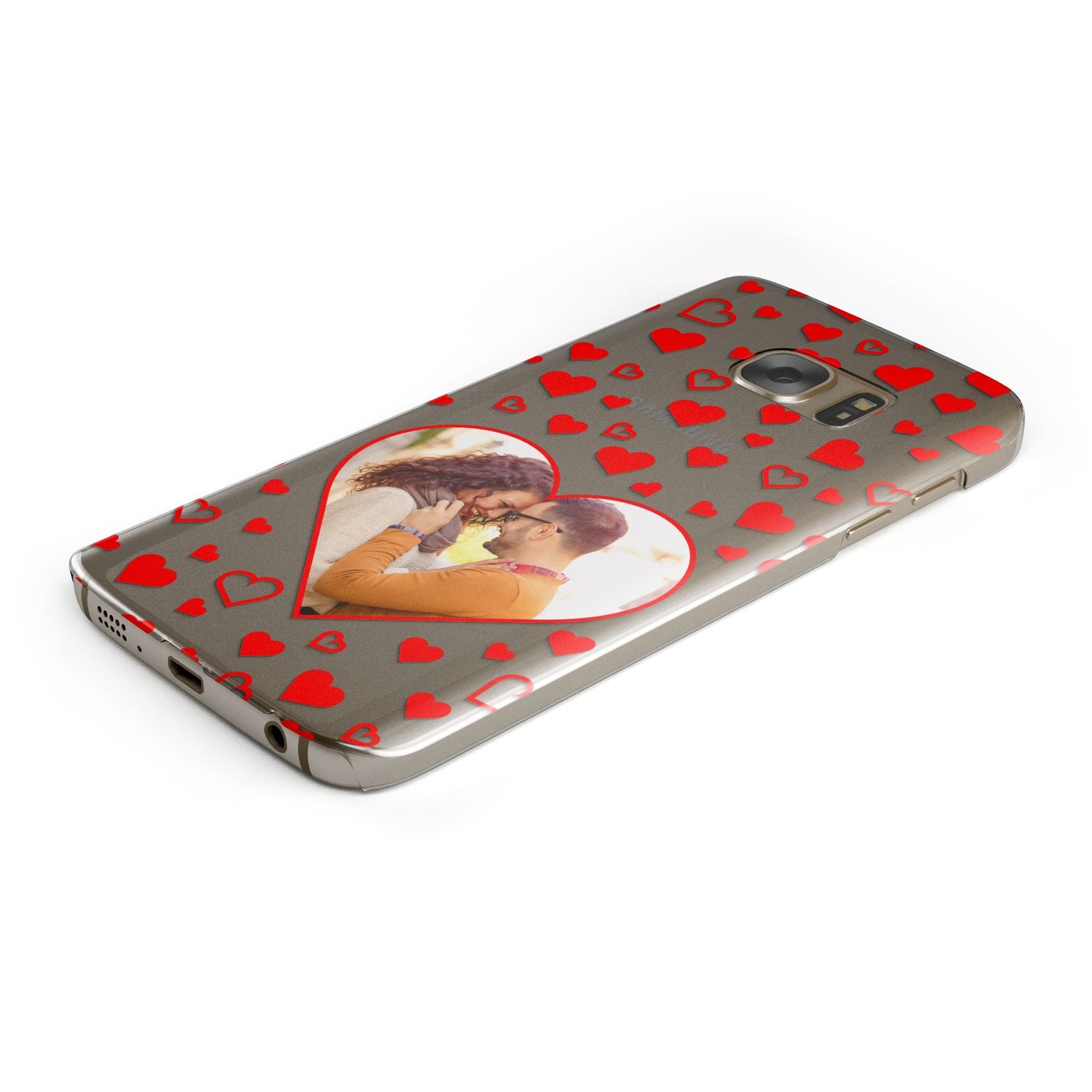 Hearts with Photo Protective Samsung Galaxy Case Angled Image