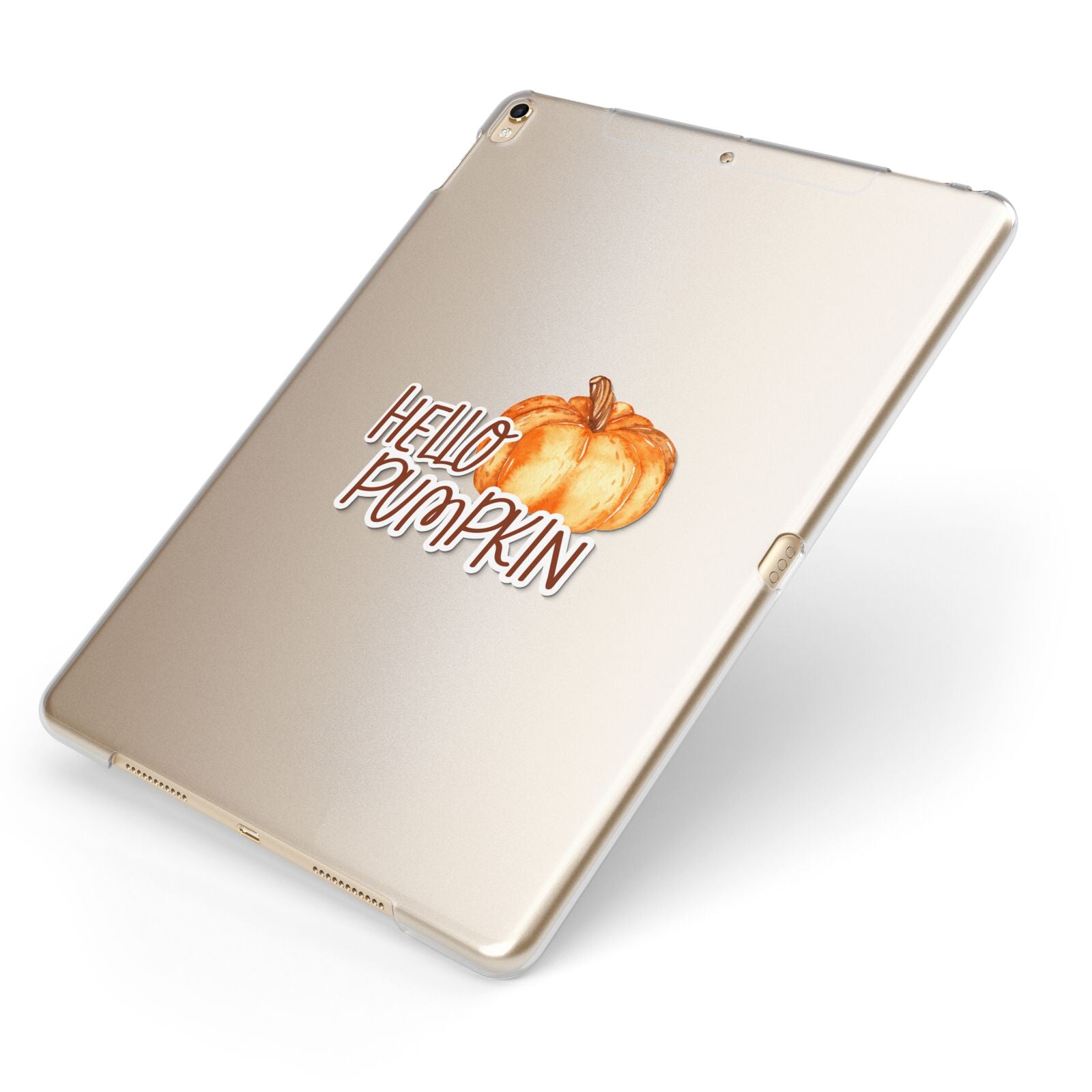 Hello Pumpkin Apple iPad Case on Gold iPad Side View