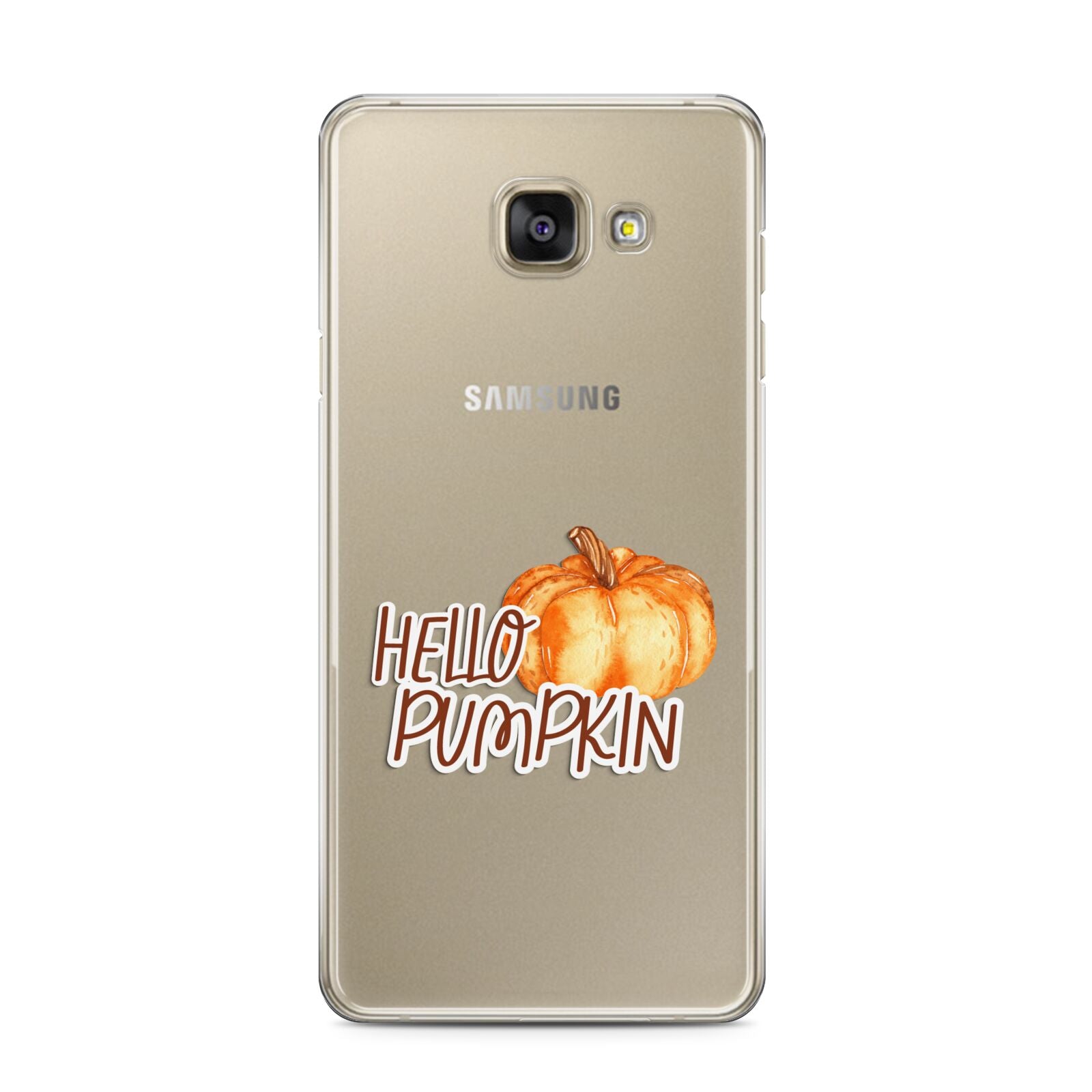 Hello Pumpkin Samsung Galaxy A3 2016 Case on gold phone