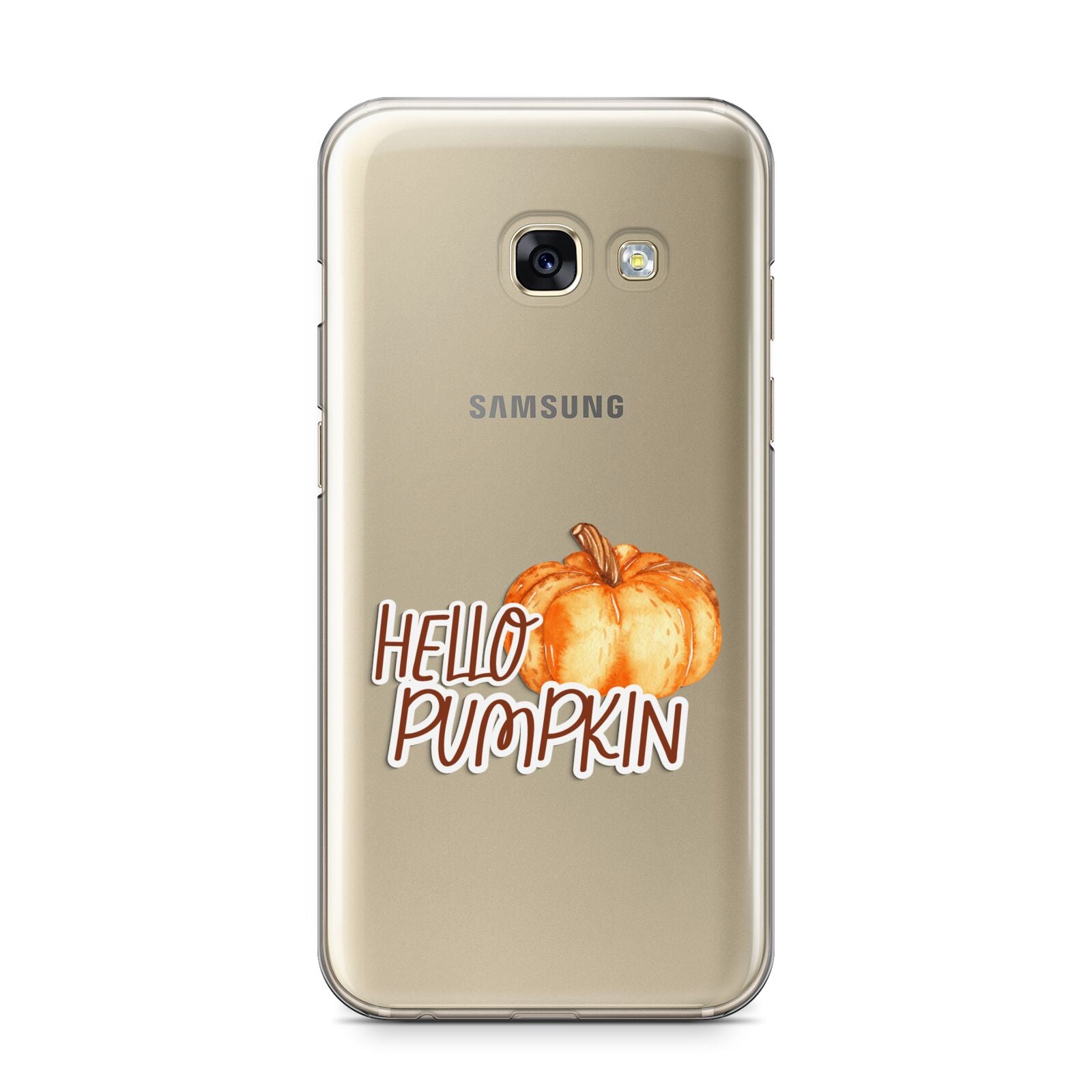 Hello Pumpkin Samsung Galaxy A3 2017 Case on gold phone