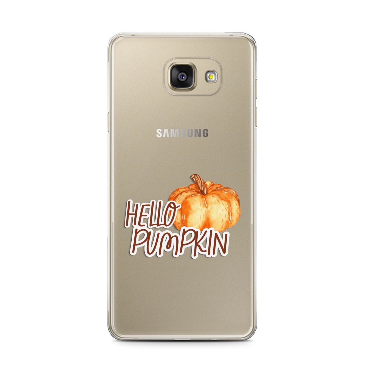 Hello Pumpkin Samsung Galaxy A7 2016 Case on gold phone