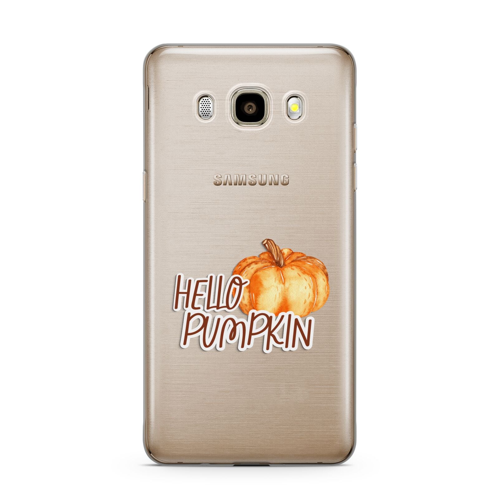 Hello Pumpkin Samsung Galaxy J7 2016 Case on gold phone