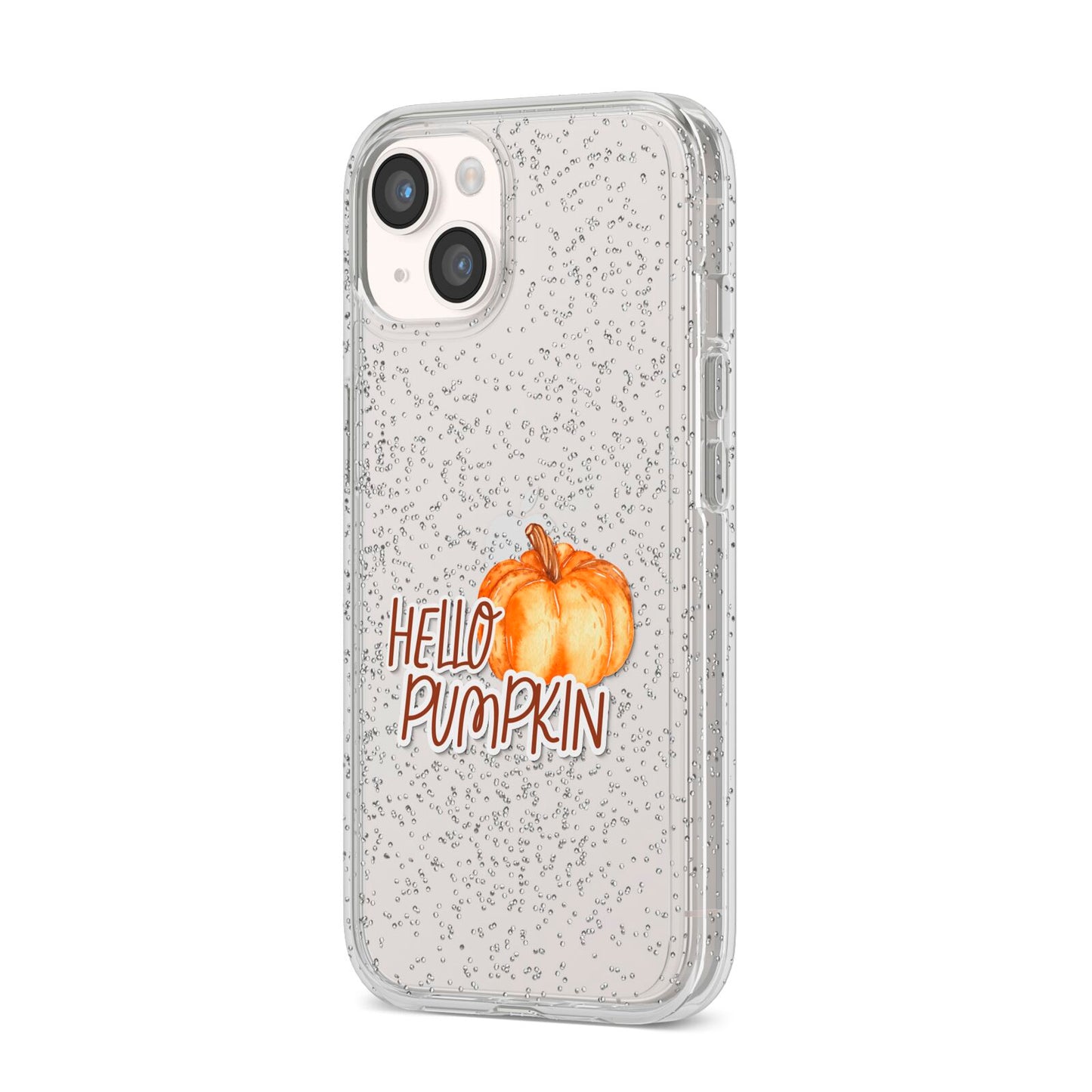 Hello Pumpkin iPhone 14 Glitter Tough Case Starlight Angled Image