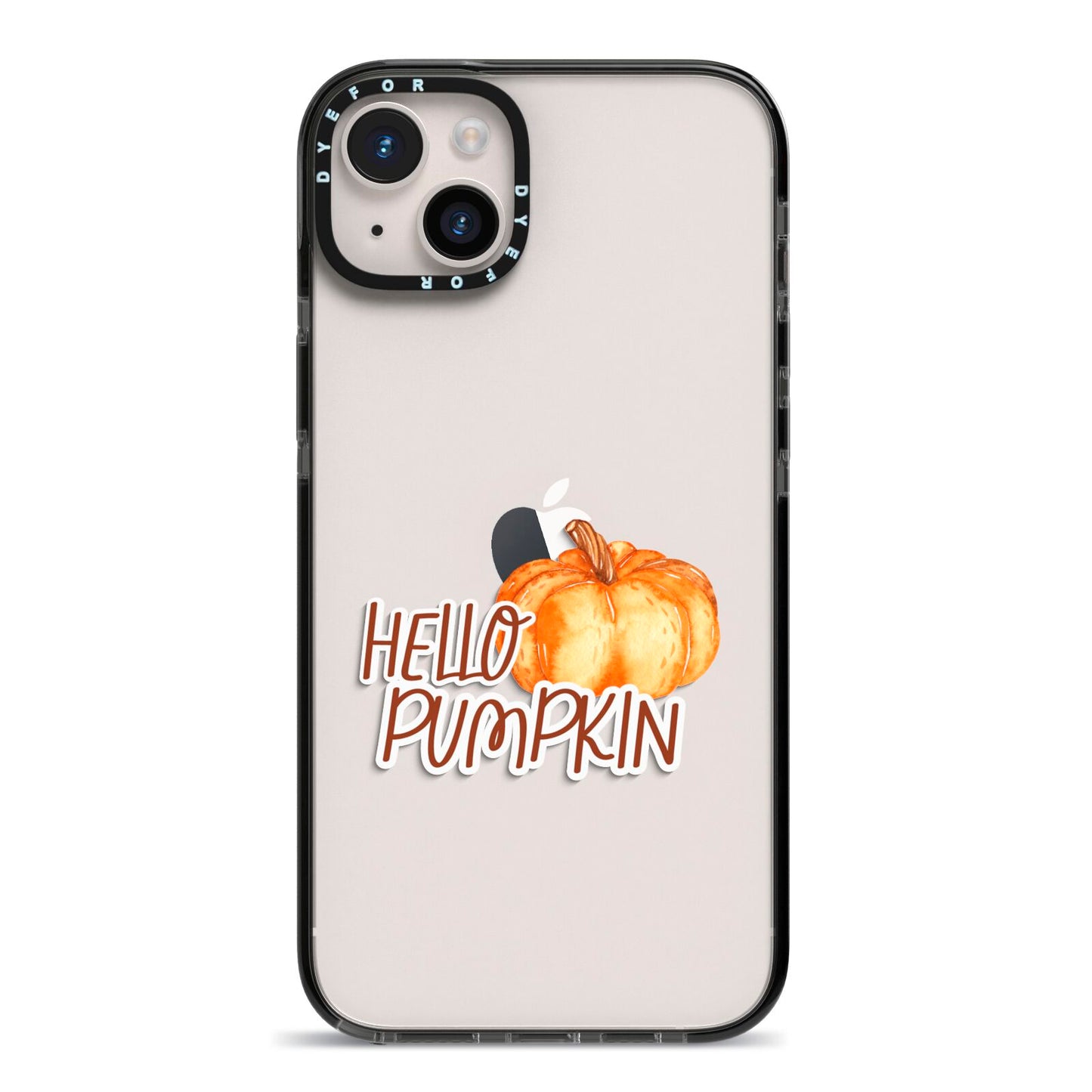 Hello Pumpkin iPhone 14 Plus Black Impact Case on Silver phone