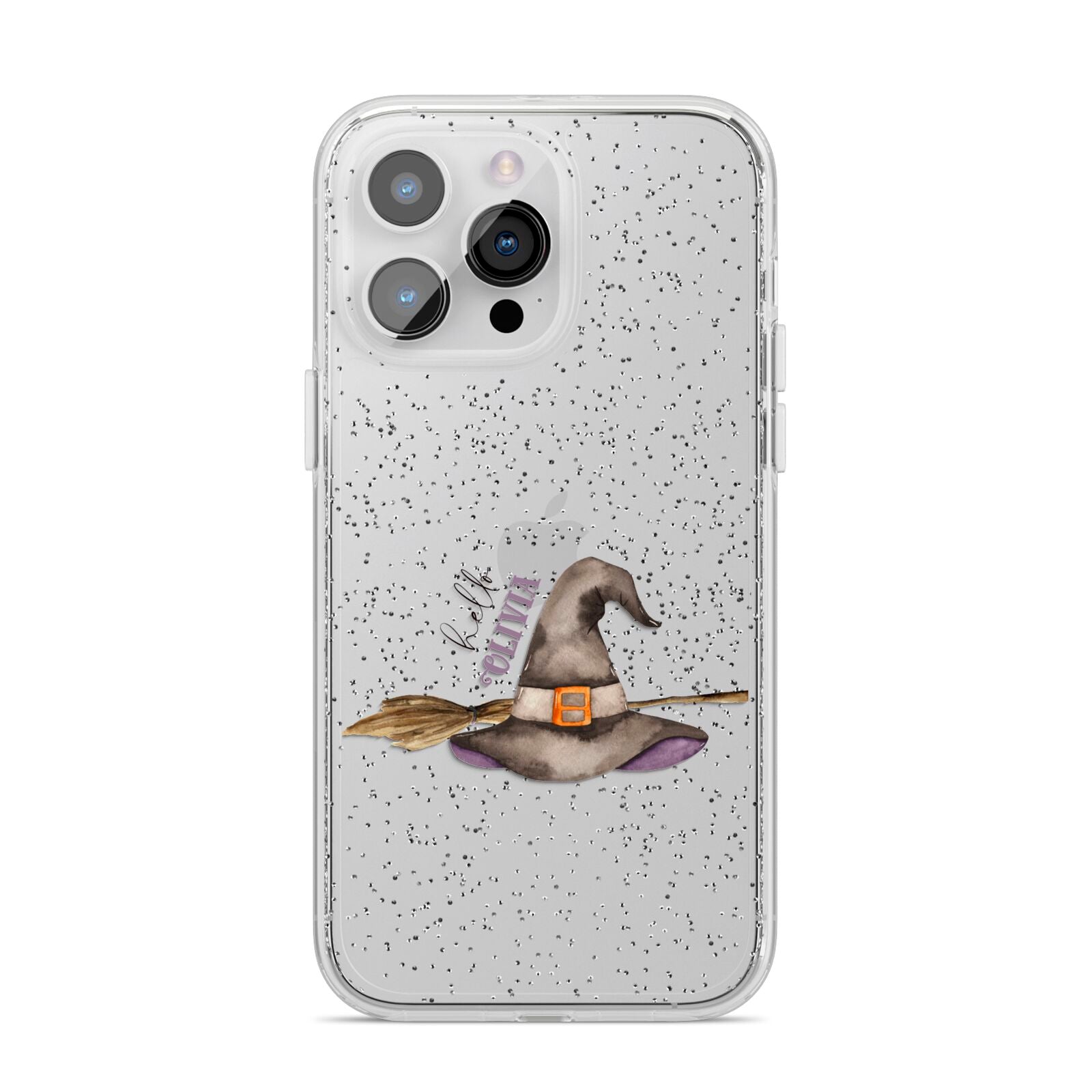 Hello Witch Hat Personalised iPhone 14 Pro Max Glitter Tough Case Silver