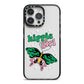 Hippie Girl iPhone 14 Pro Max Black Impact Case on Silver phone