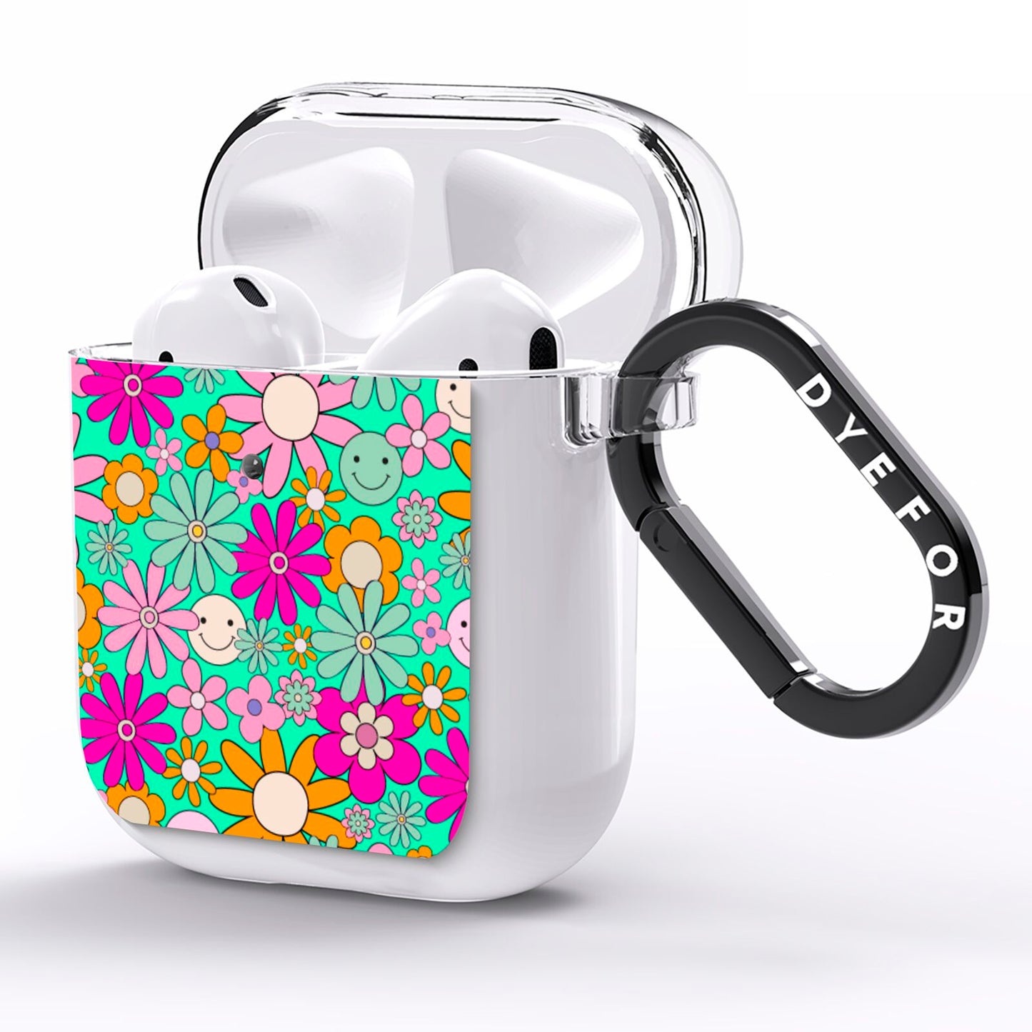 Hippy Floral AirPods Clear Case Side Image