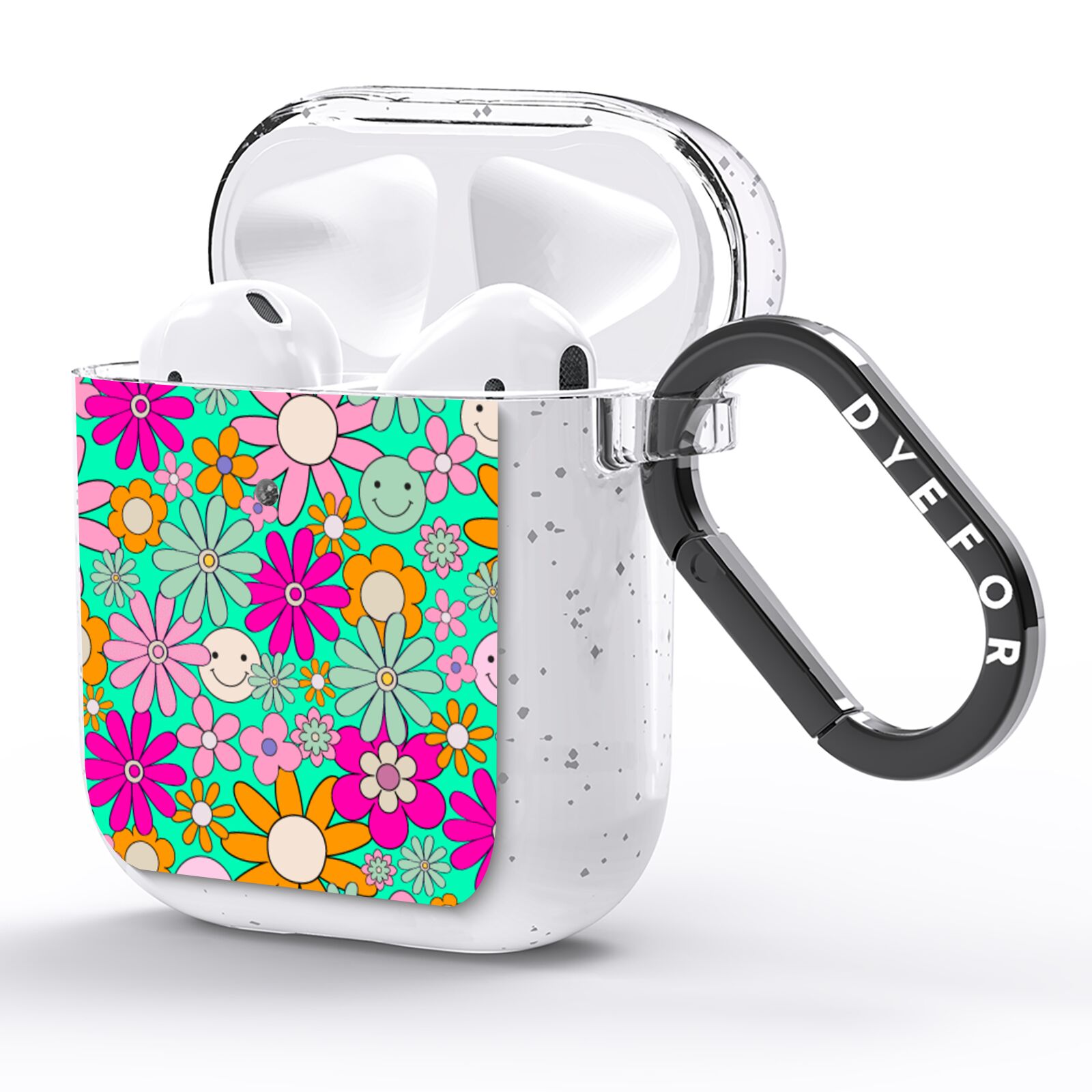 Hippy Floral AirPods Glitter Case Side Image