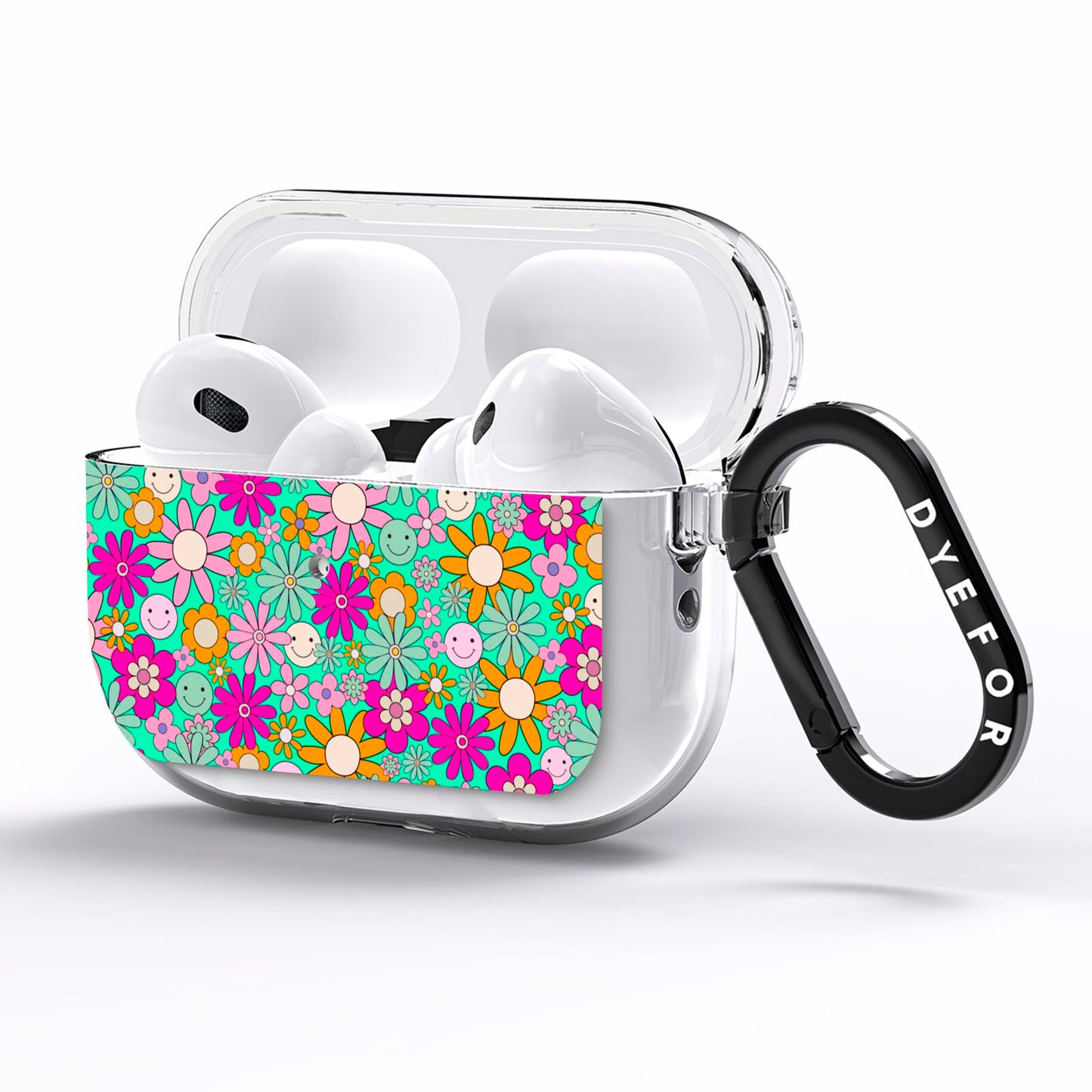 Hippy Floral AirPods Pro Clear Case Side Image