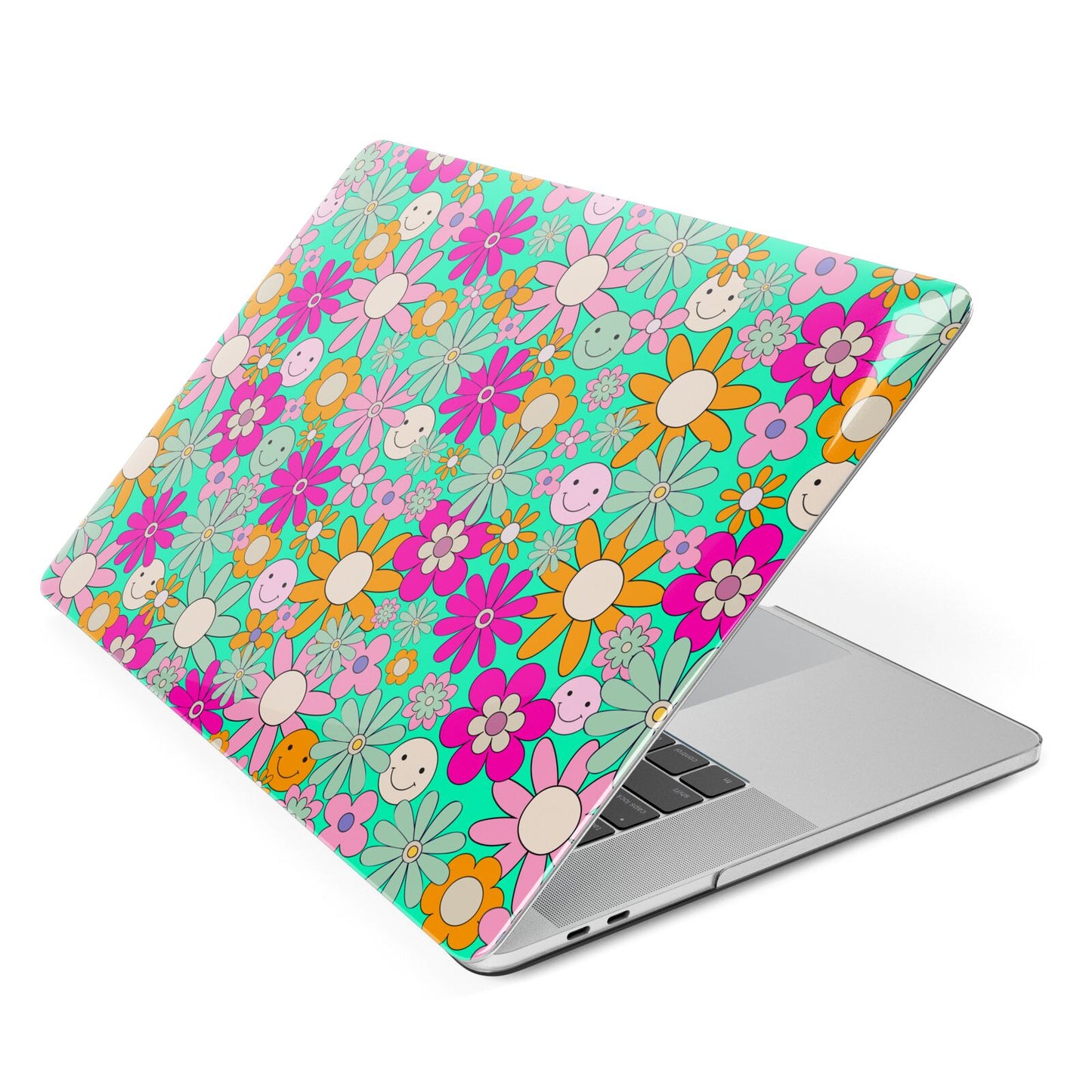 Hippy Floral Apple MacBook Case Side View