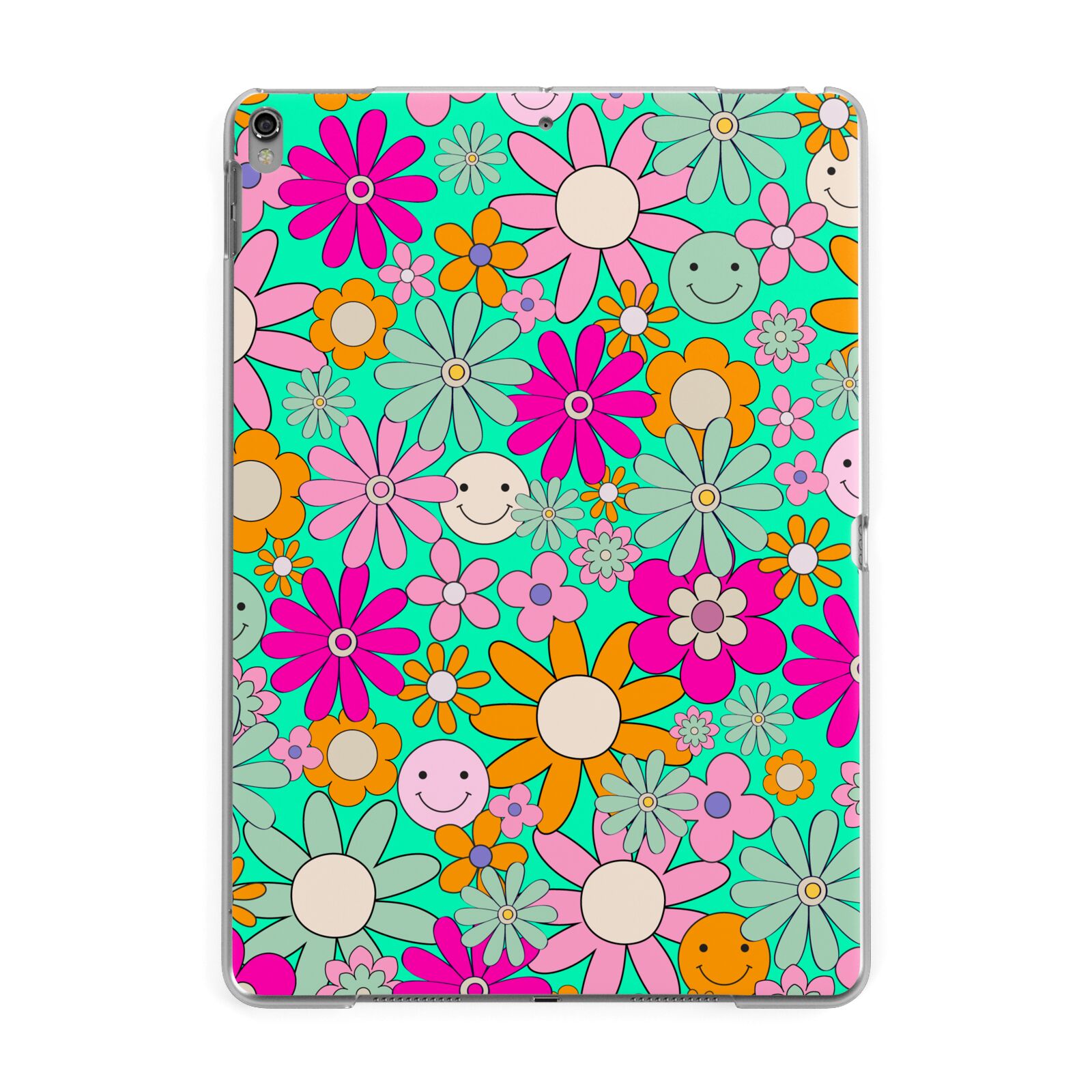 Hippy Floral Apple iPad Grey Case