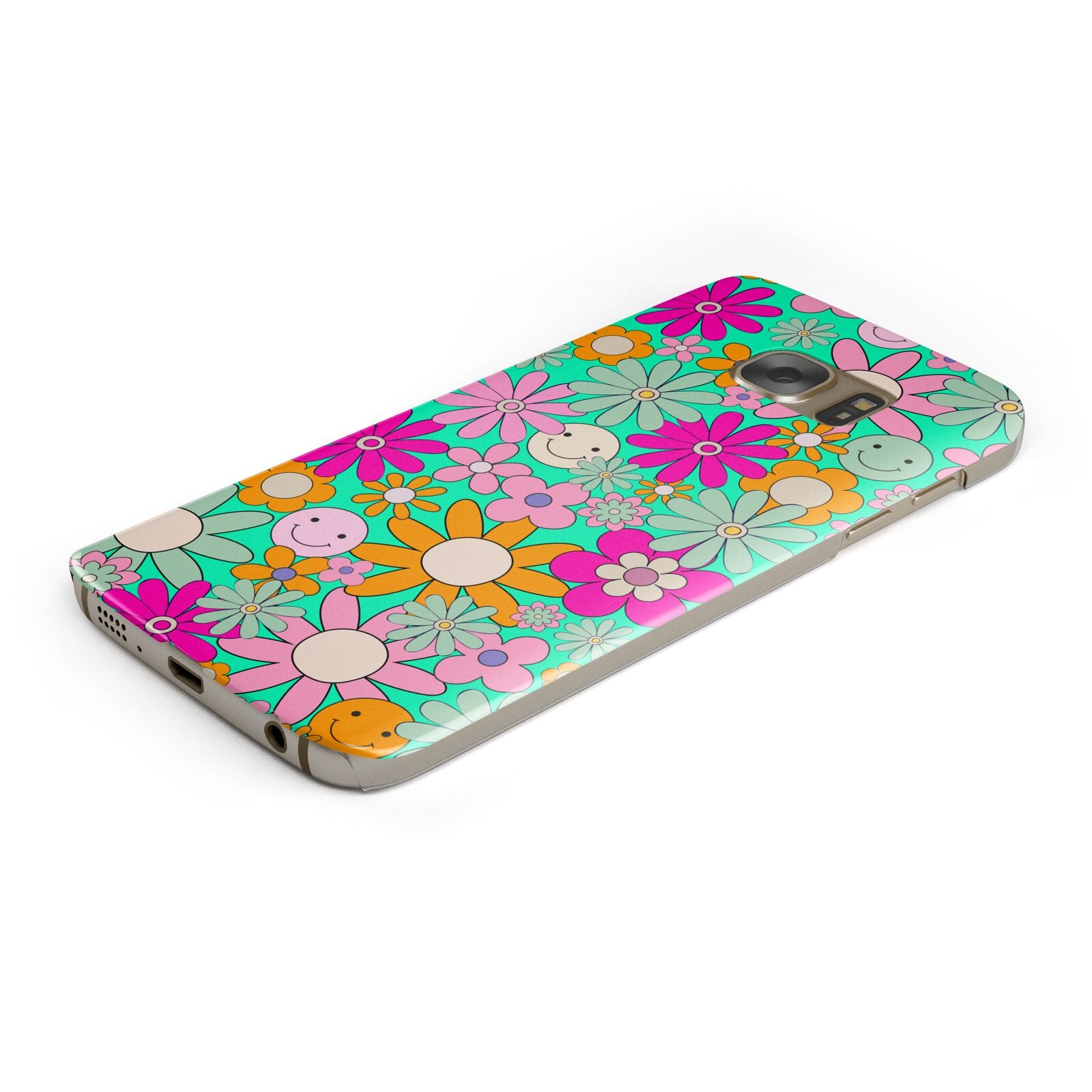 Hippy Floral Protective Samsung Galaxy Case Angled Image