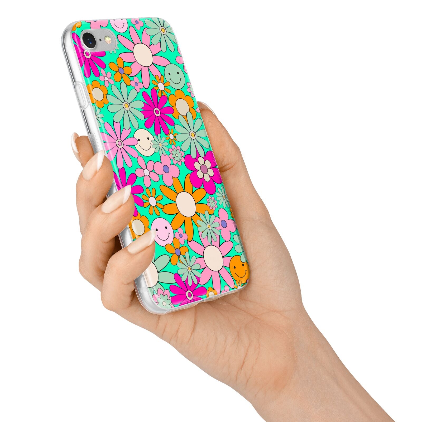 Hippy Floral iPhone 7 Bumper Case on Silver iPhone Alternative Image