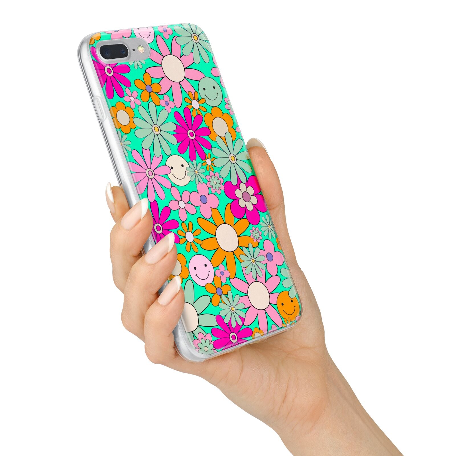 Hippy Floral iPhone 7 Plus Bumper Case on Silver iPhone Alternative Image