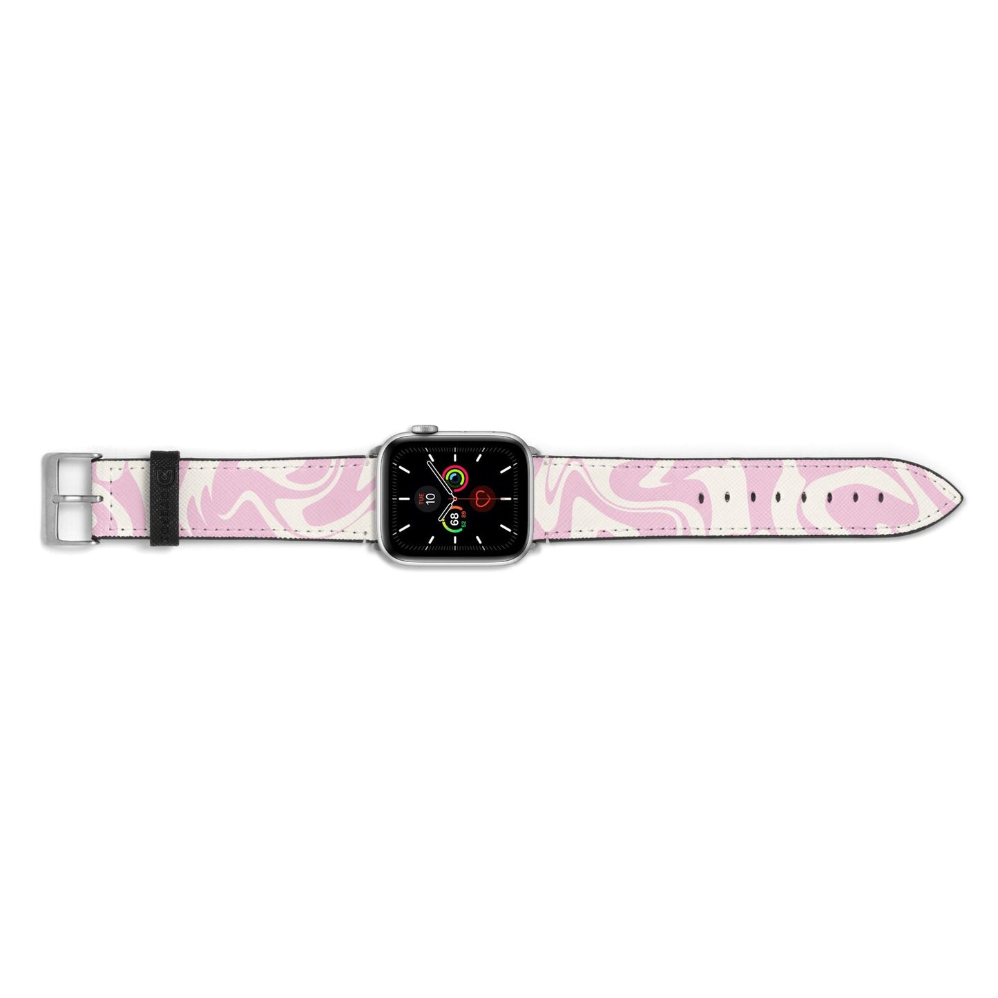 Hippy Swirl Apple Watch Strap Landscape Image Silver Hardware