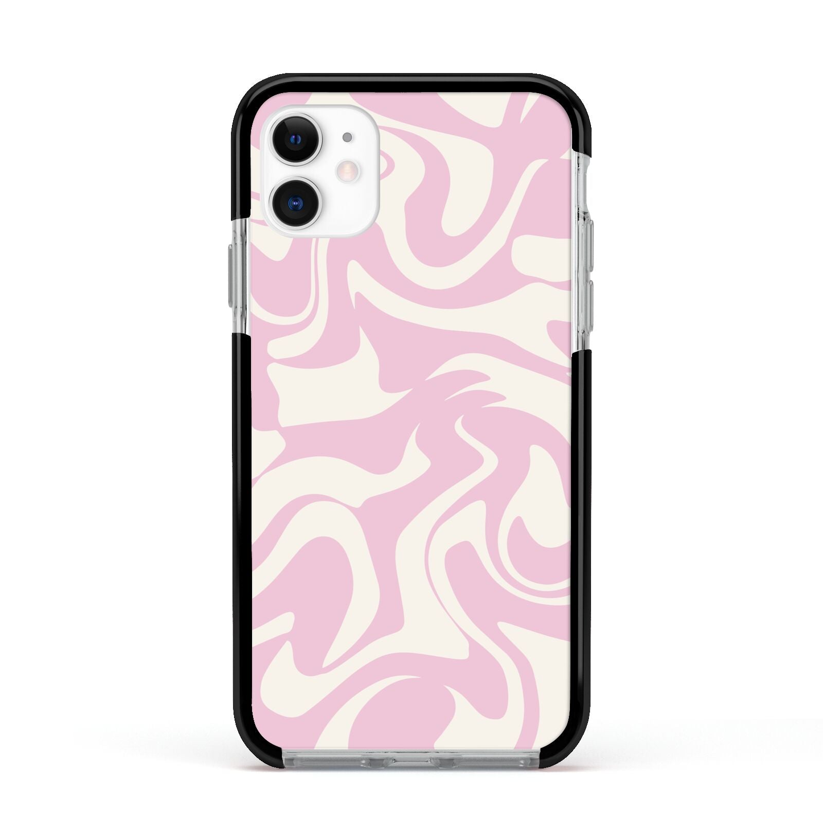 Hippy Swirl Apple iPhone 11 in White with Black Impact Case