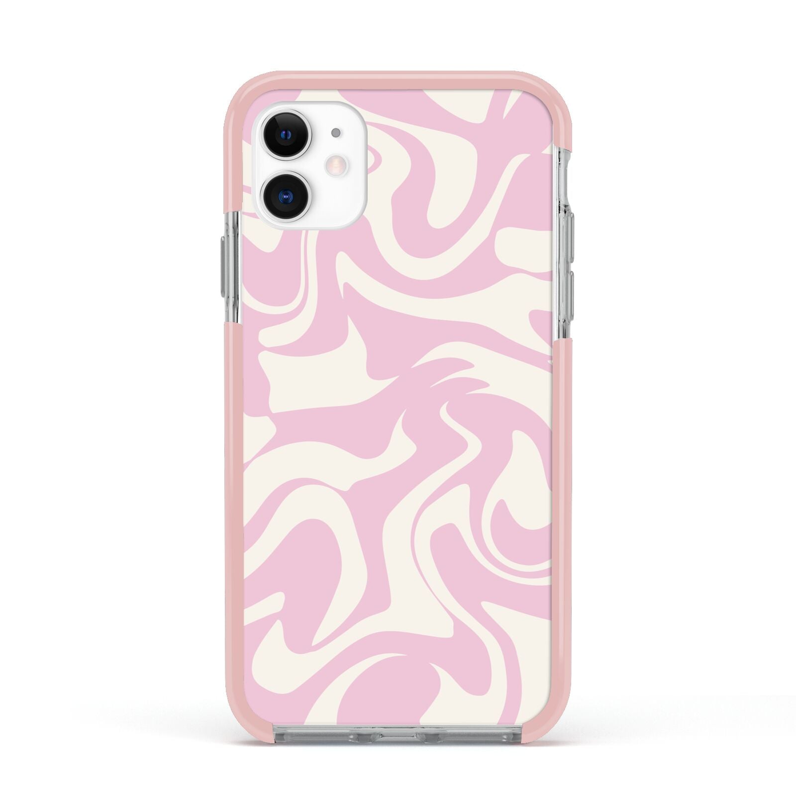 Hippy Swirl Apple iPhone 11 in White with Pink Impact Case