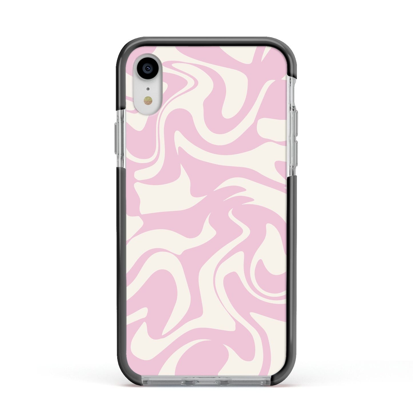 Hippy Swirl Apple iPhone XR Impact Case Black Edge on Silver Phone