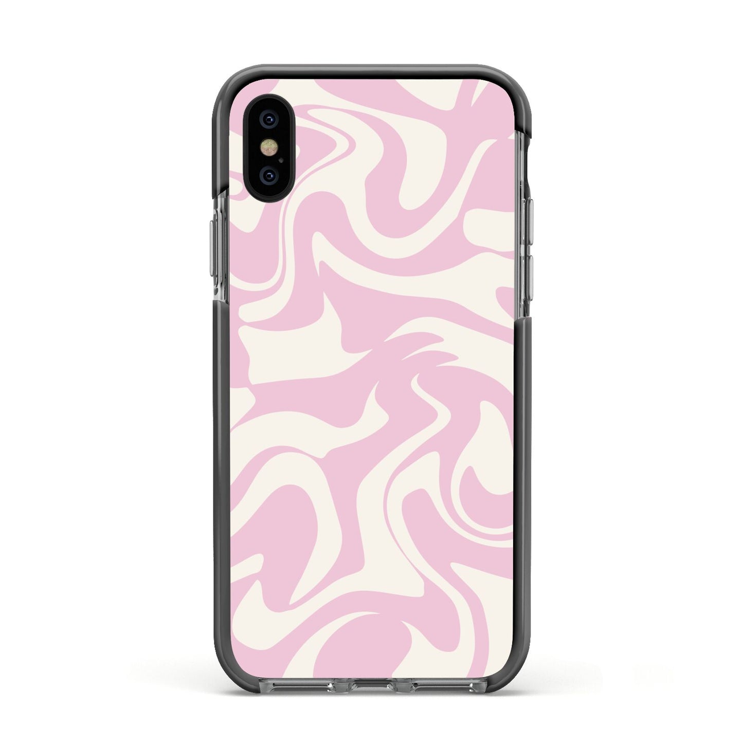 Hippy Swirl Apple iPhone Xs Impact Case Black Edge on Black Phone