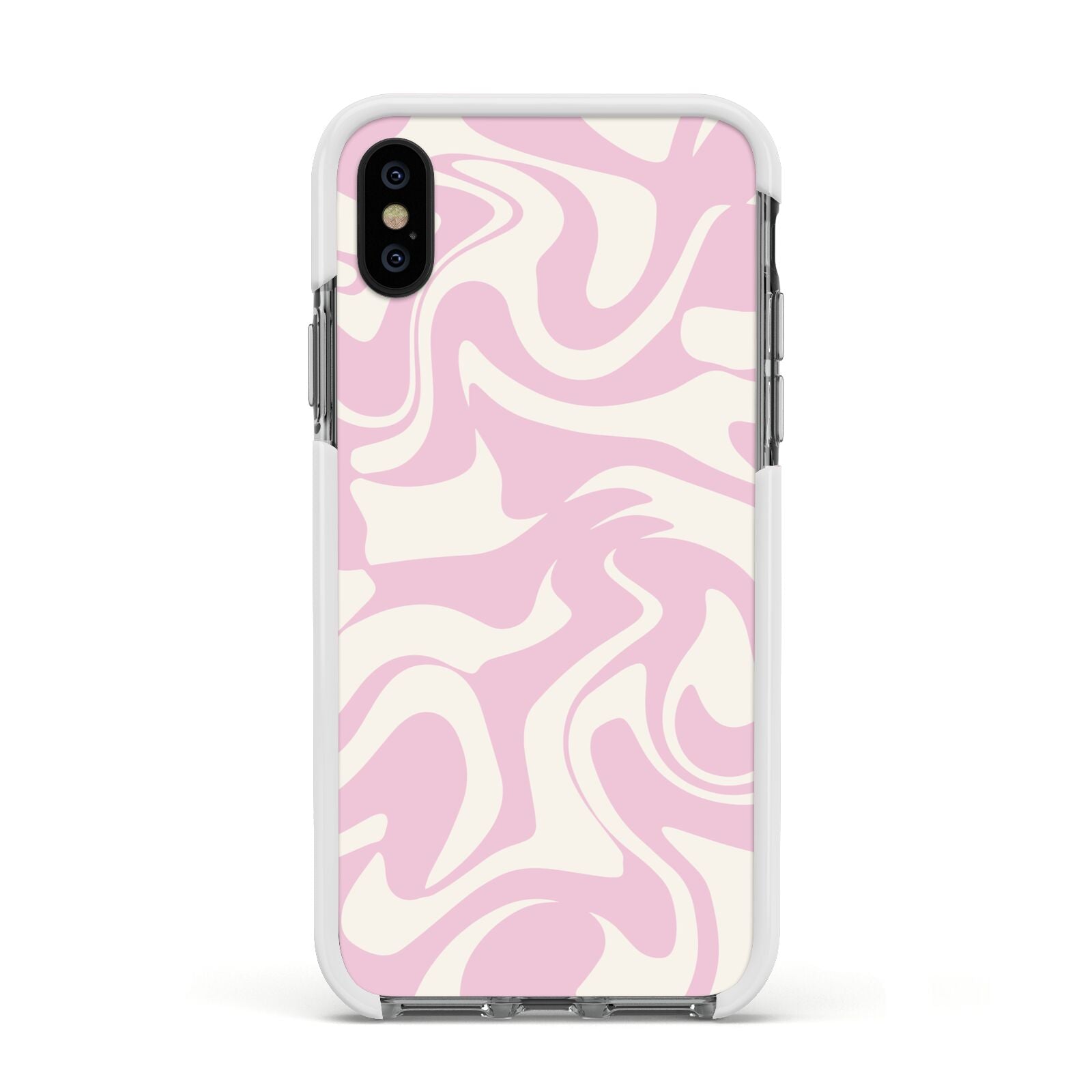 Hippy Swirl Apple iPhone Xs Impact Case White Edge on Black Phone