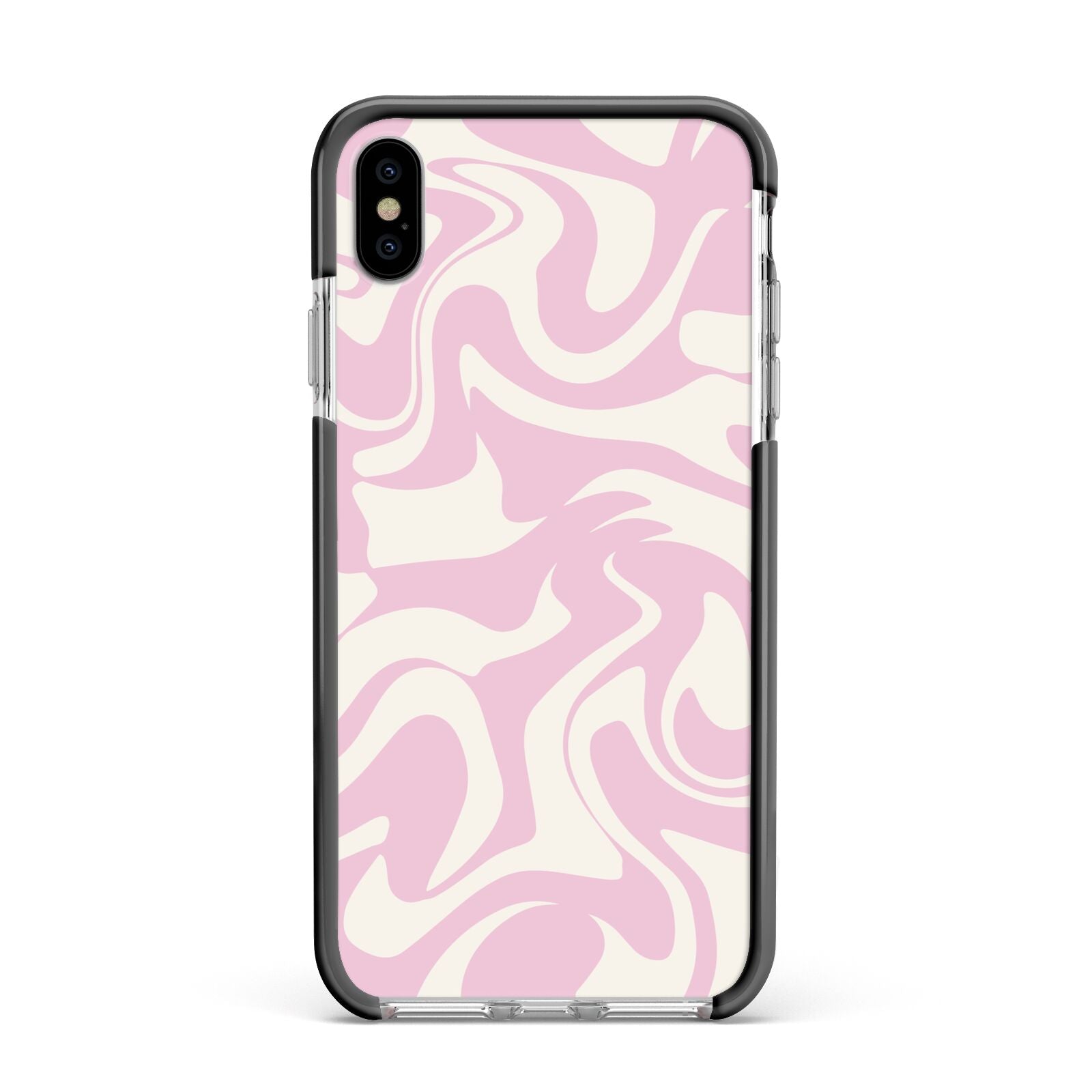 Hippy Swirl Apple iPhone Xs Max Impact Case Black Edge on Silver Phone