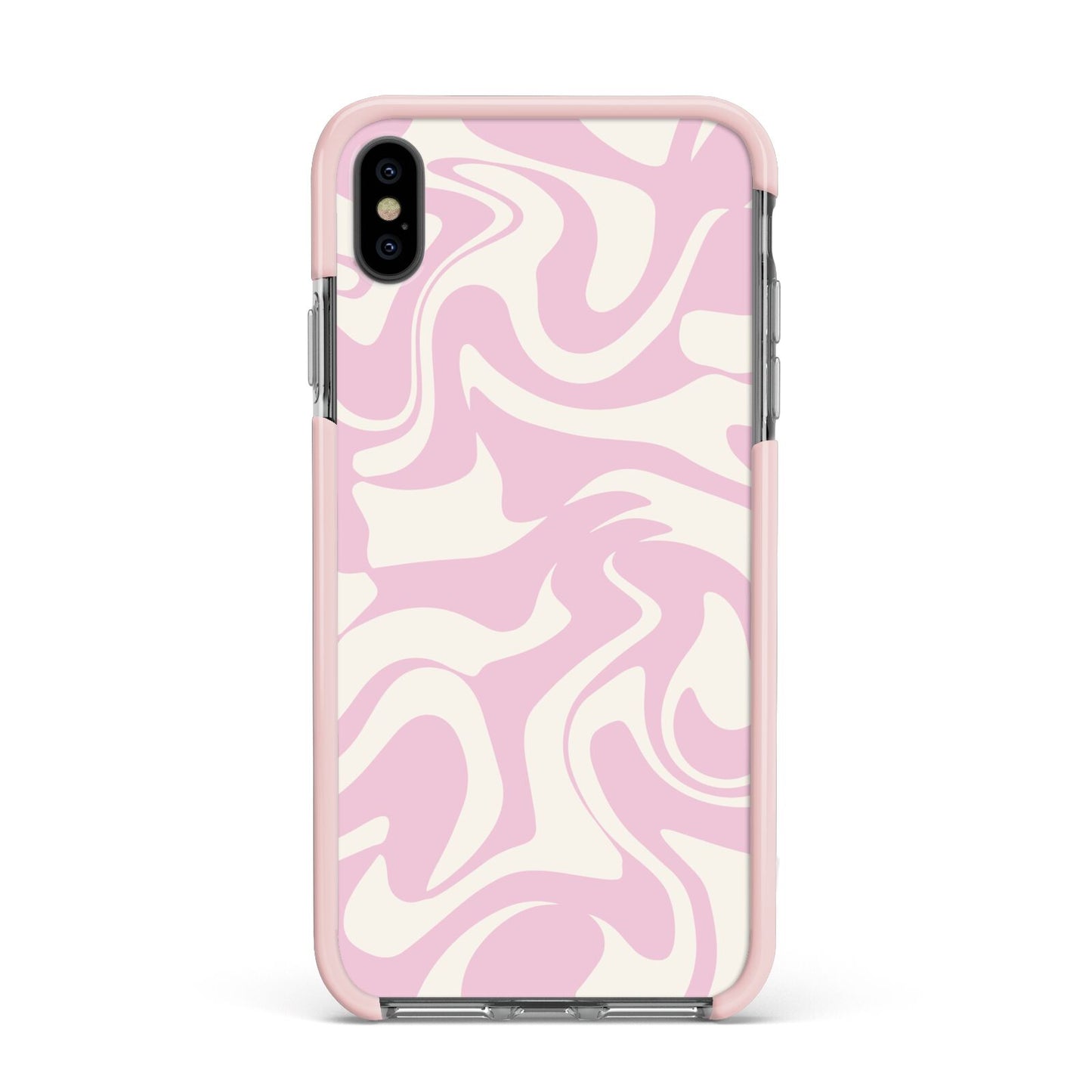 Hippy Swirl Apple iPhone Xs Max Impact Case Pink Edge on Black Phone