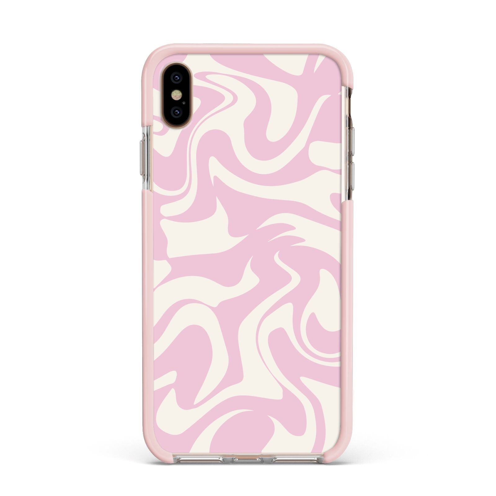 Hippy Swirl Apple iPhone Xs Max Impact Case Pink Edge on Gold Phone