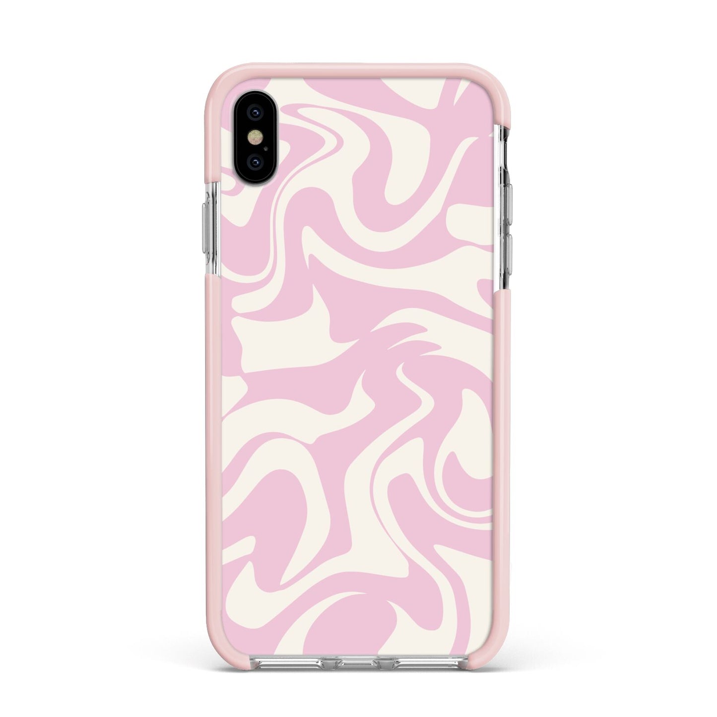 Hippy Swirl Apple iPhone Xs Max Impact Case Pink Edge on Silver Phone