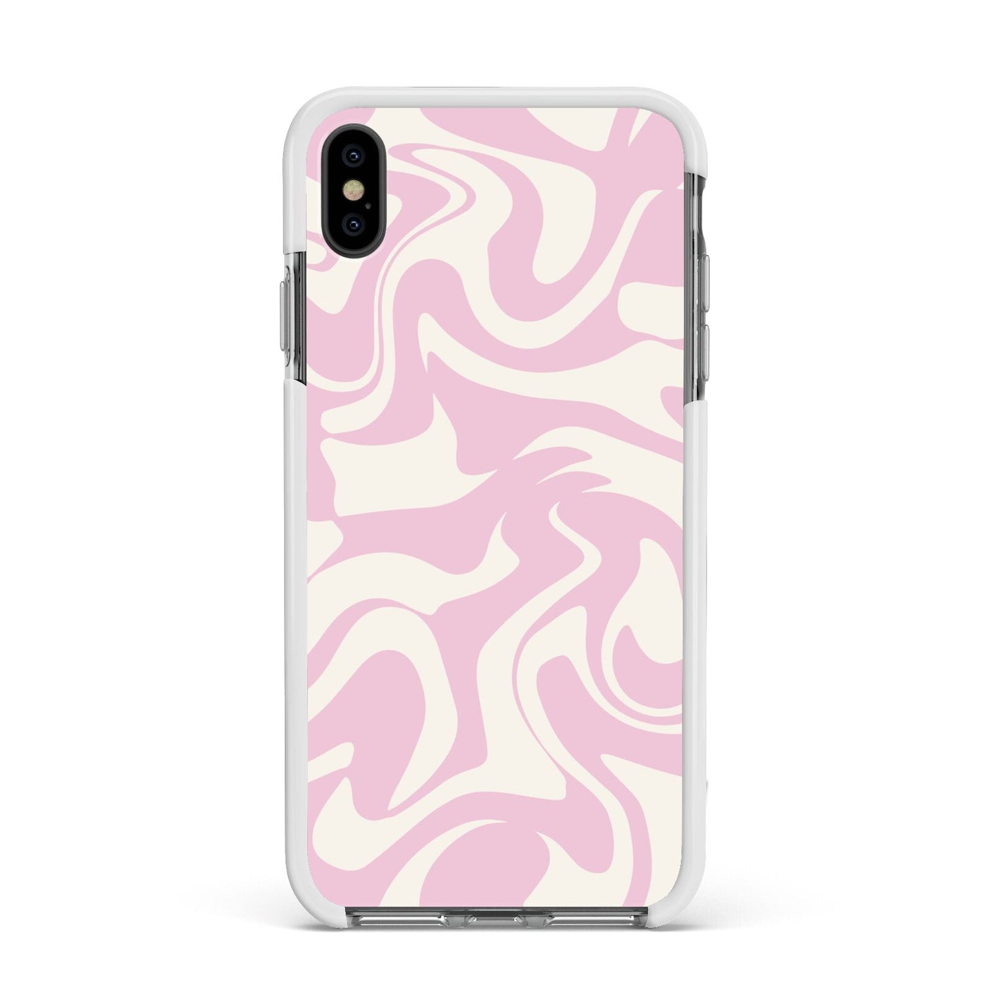 Hippy Swirl Apple iPhone Xs Max Impact Case White Edge on Black Phone