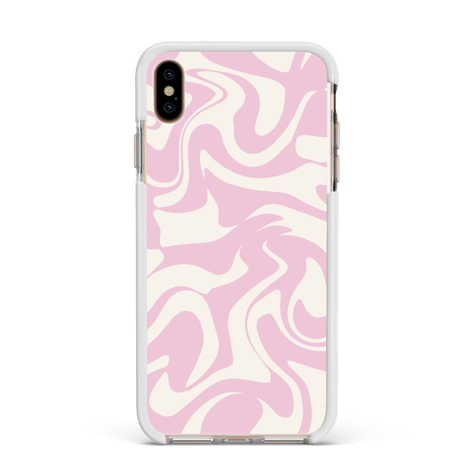 Hippy Swirl Apple iPhone Xs Max Impact Case White Edge on Gold Phone