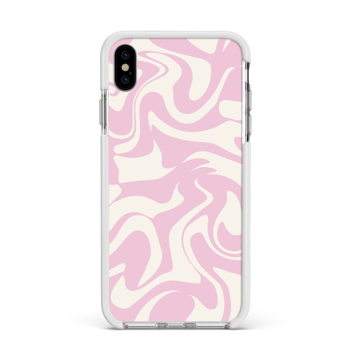 Hippy Swirl Apple iPhone Xs Max Impact Case White Edge on Silver Phone