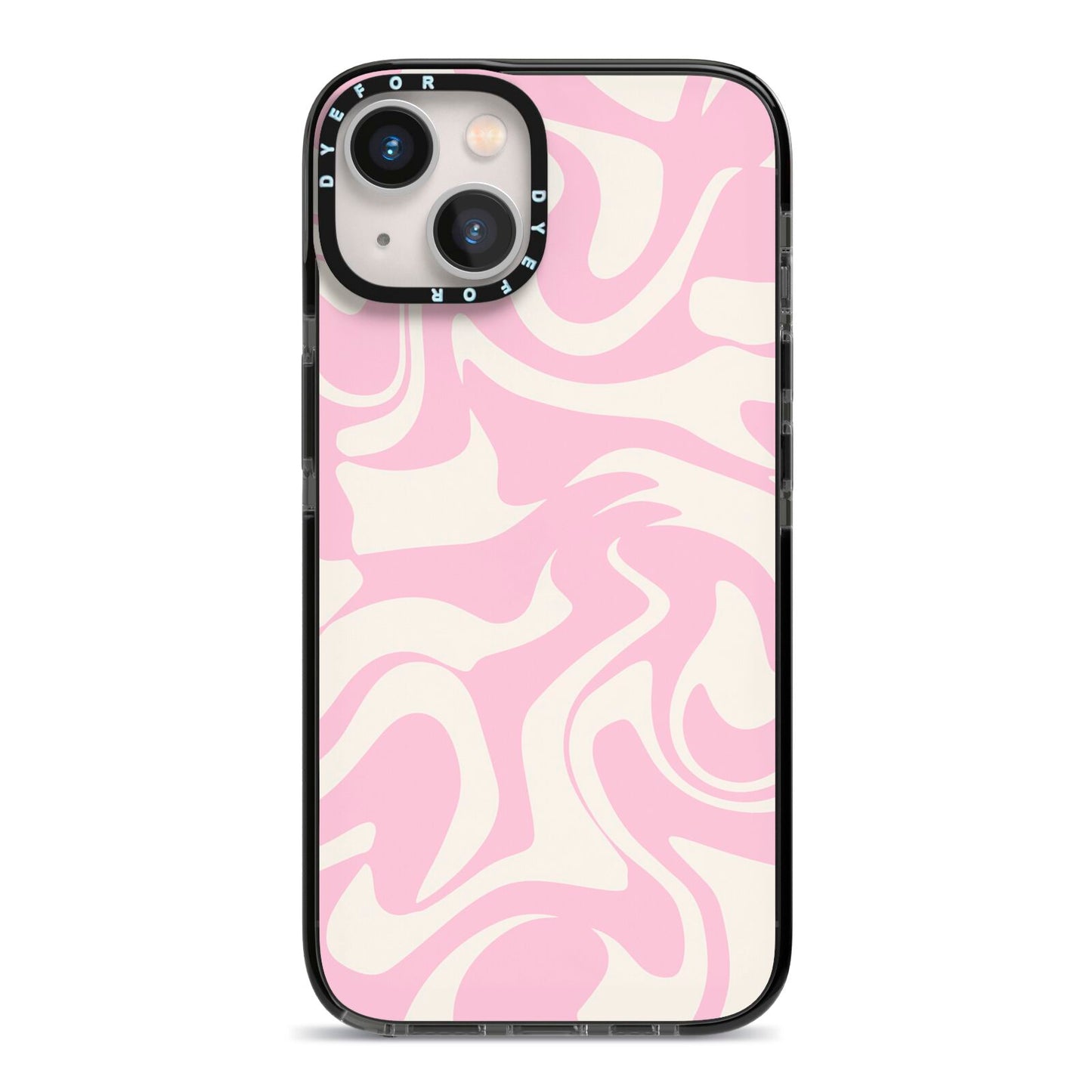 Hippy Swirl iPhone 13 Black Impact Case on Silver phone