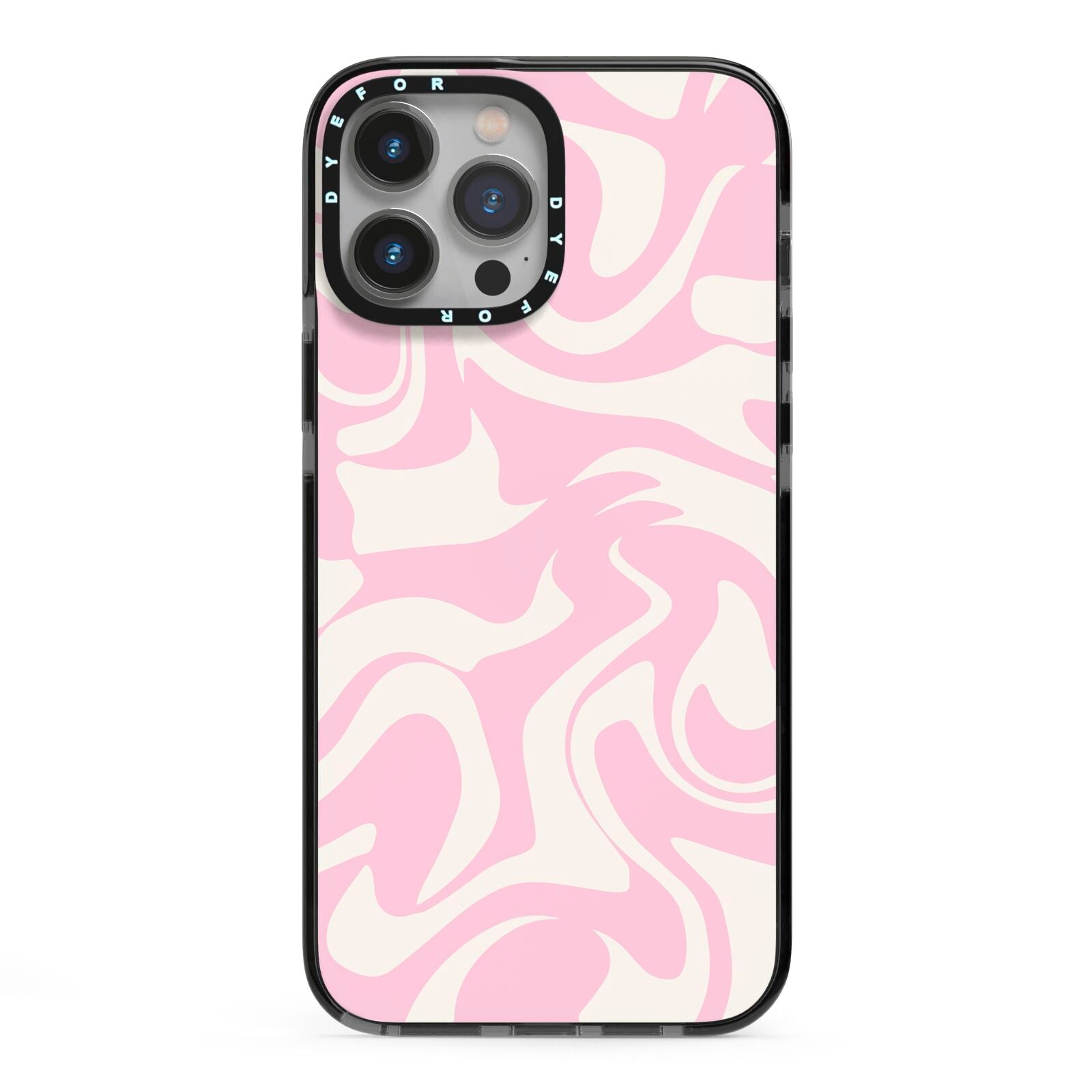 Hippy Swirl iPhone 13 Pro Max Black Impact Case on Silver phone