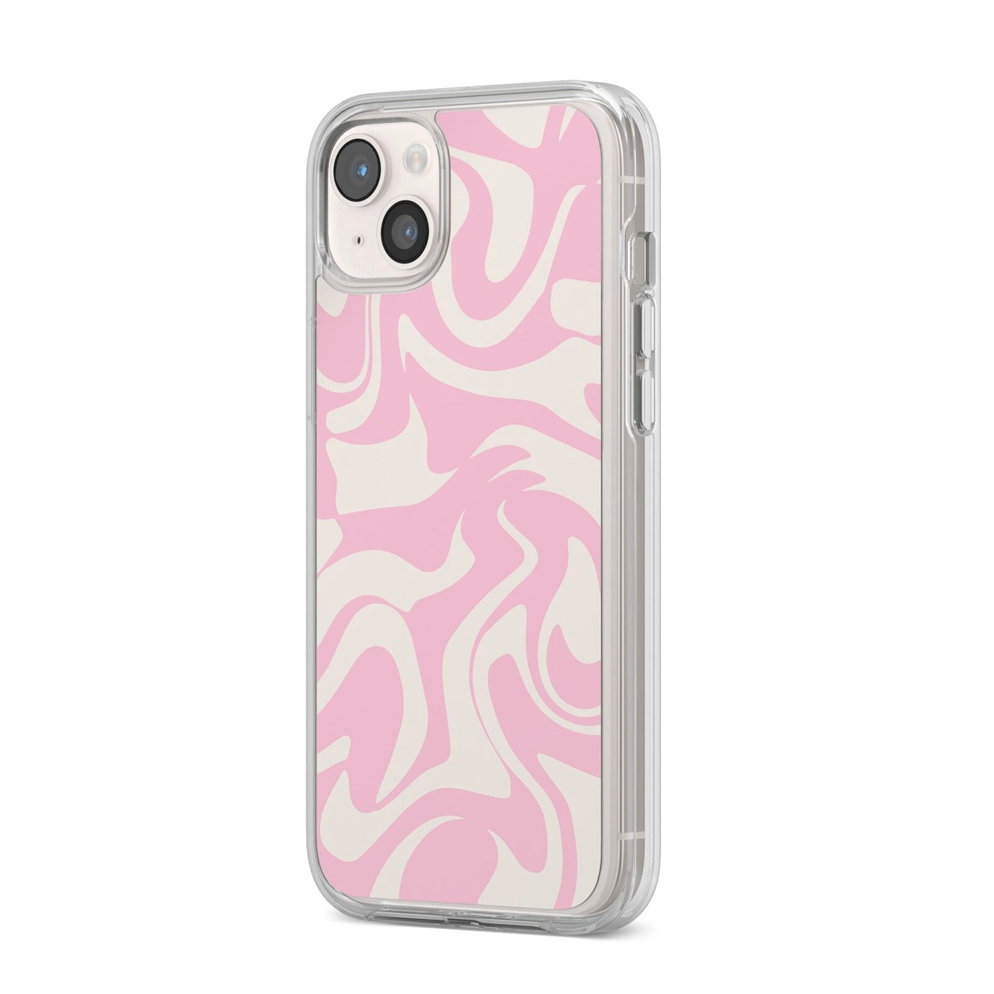 Hippy Swirl iPhone 14 Plus Clear Tough Case Starlight Angled Image