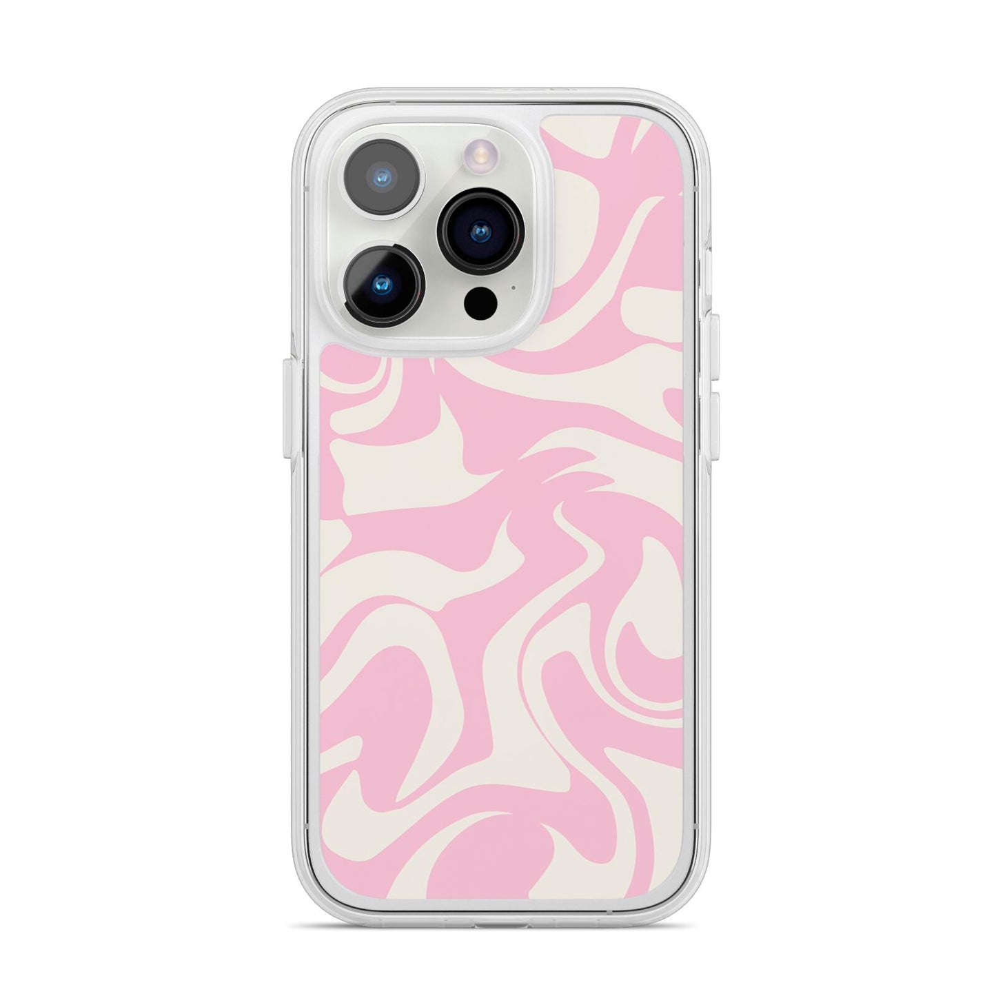 Hippy Swirl iPhone 14 Pro Clear Tough Case Silver