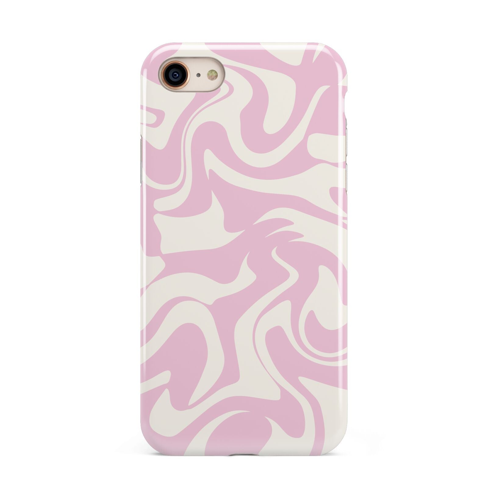 Hippy Swirl iPhone 8 3D Tough Case on Gold Phone