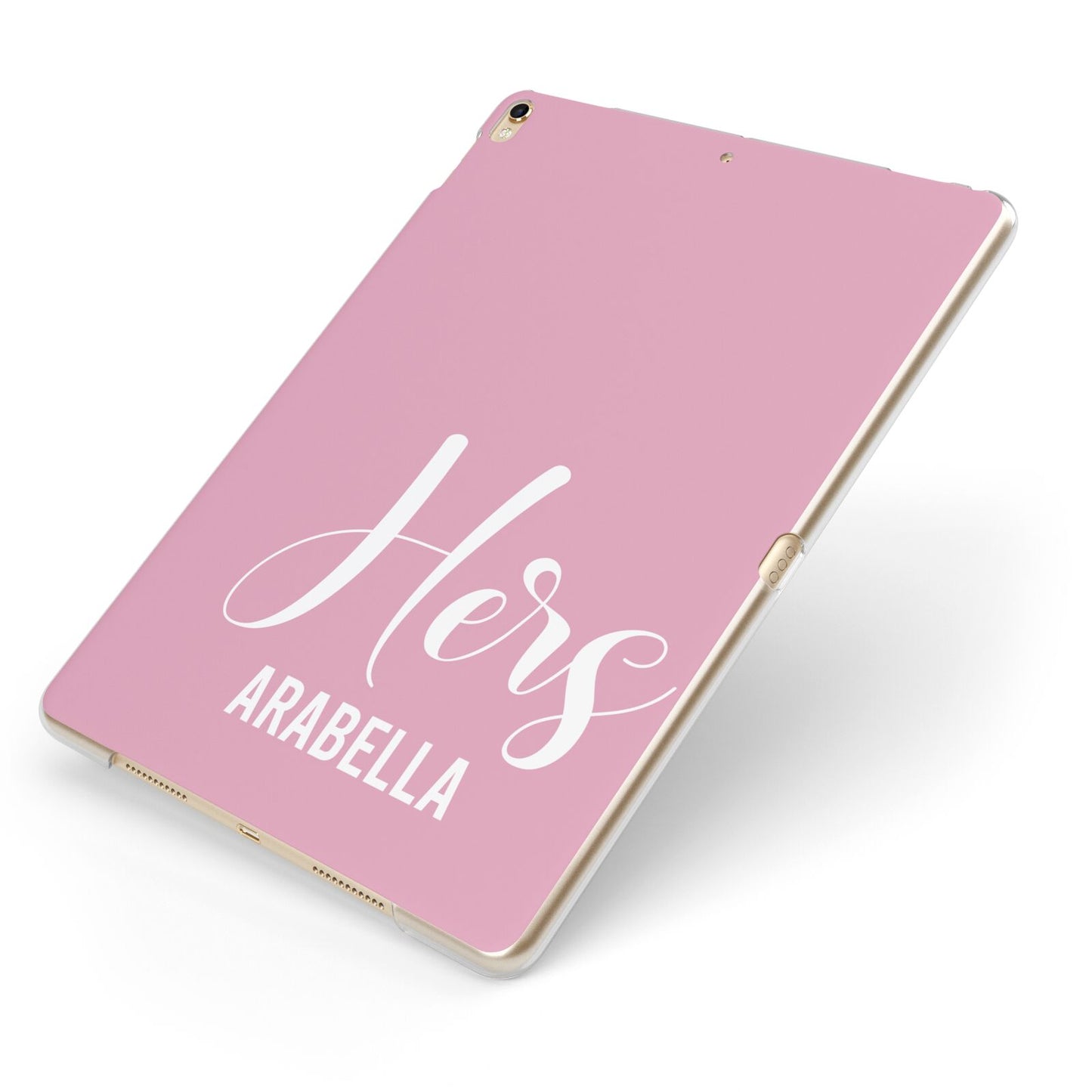 His or Hers Personalised Apple iPad Case on Gold iPad Side View