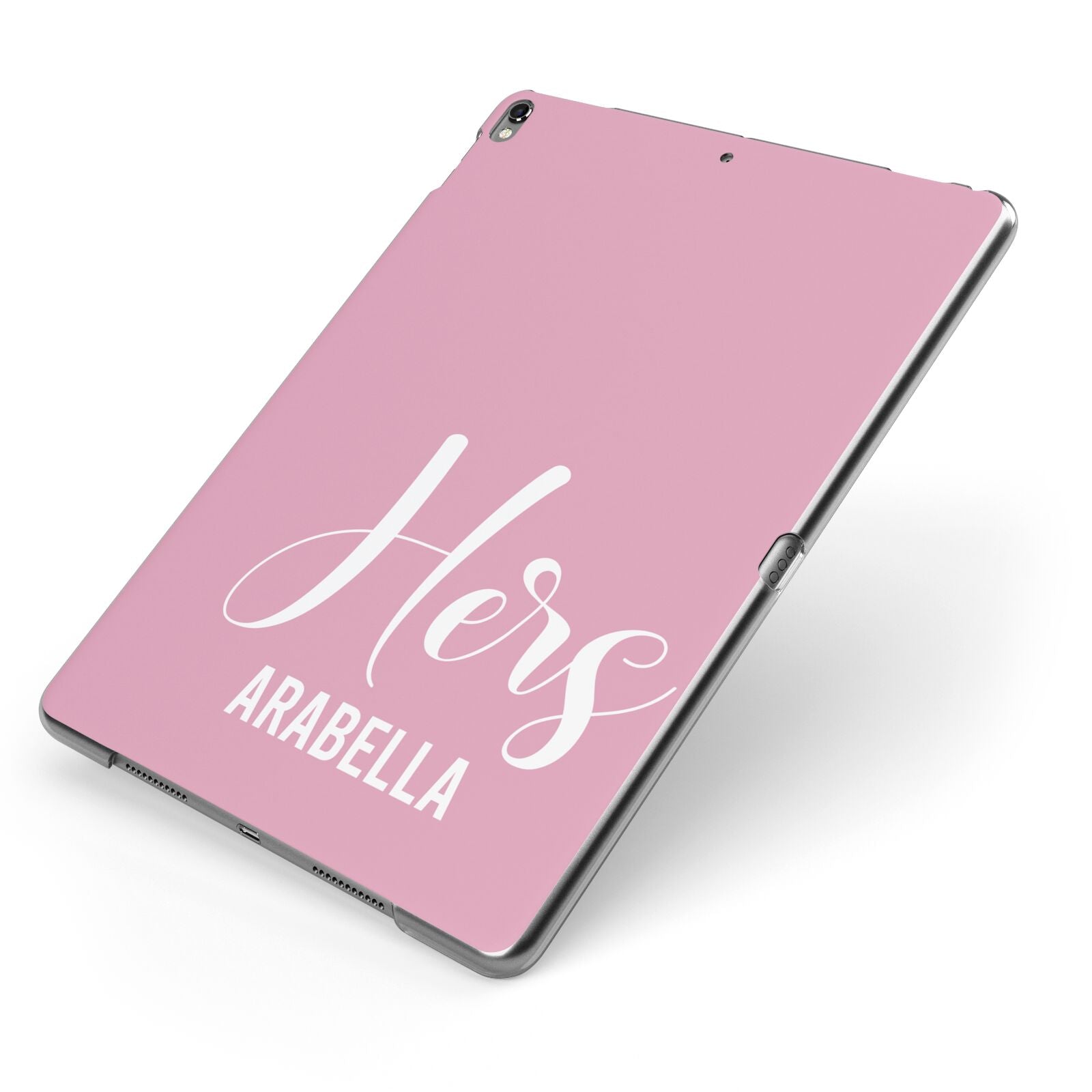 His or Hers Personalised Apple iPad Case on Grey iPad Side View