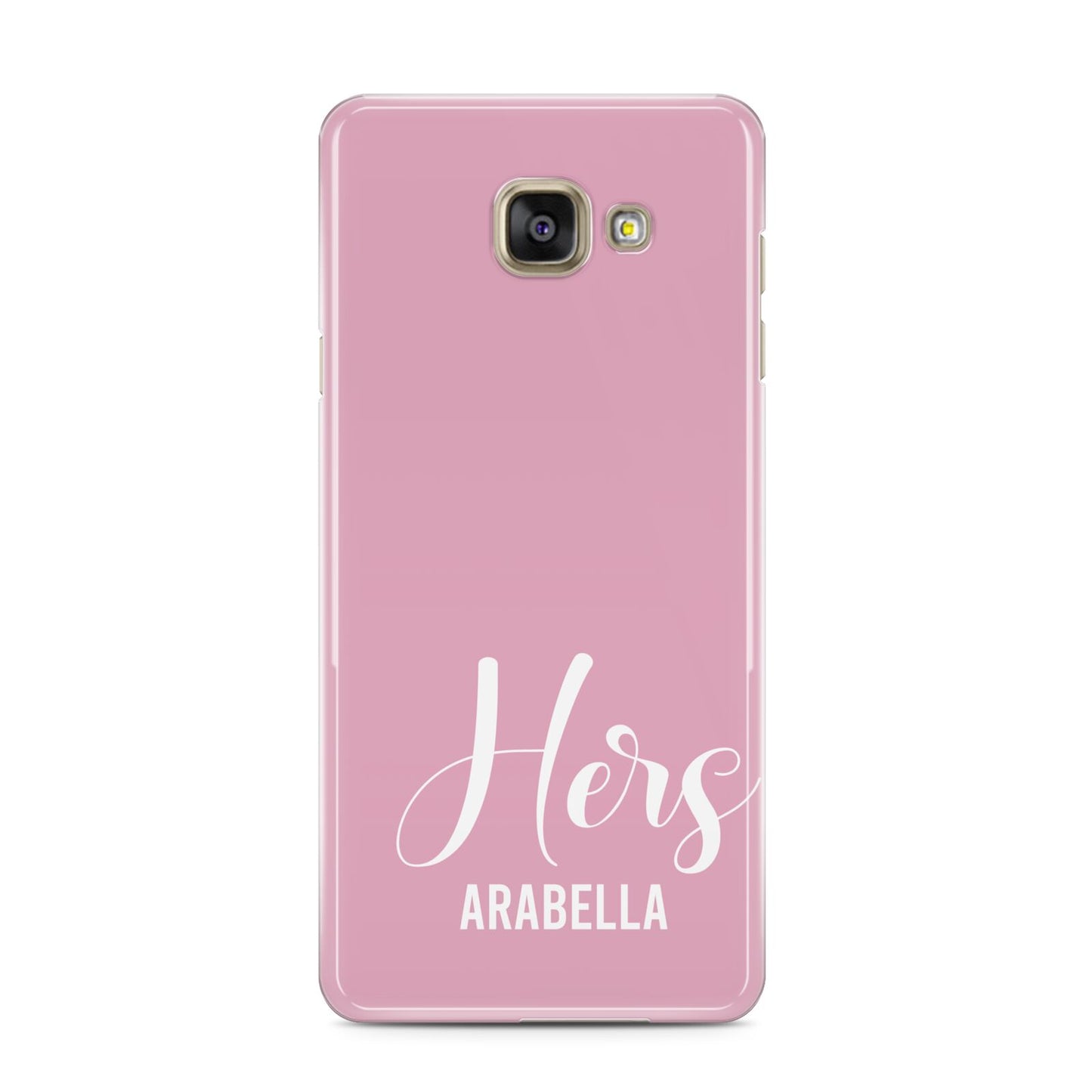 His or Hers Personalised Samsung Galaxy A3 2016 Case on gold phone