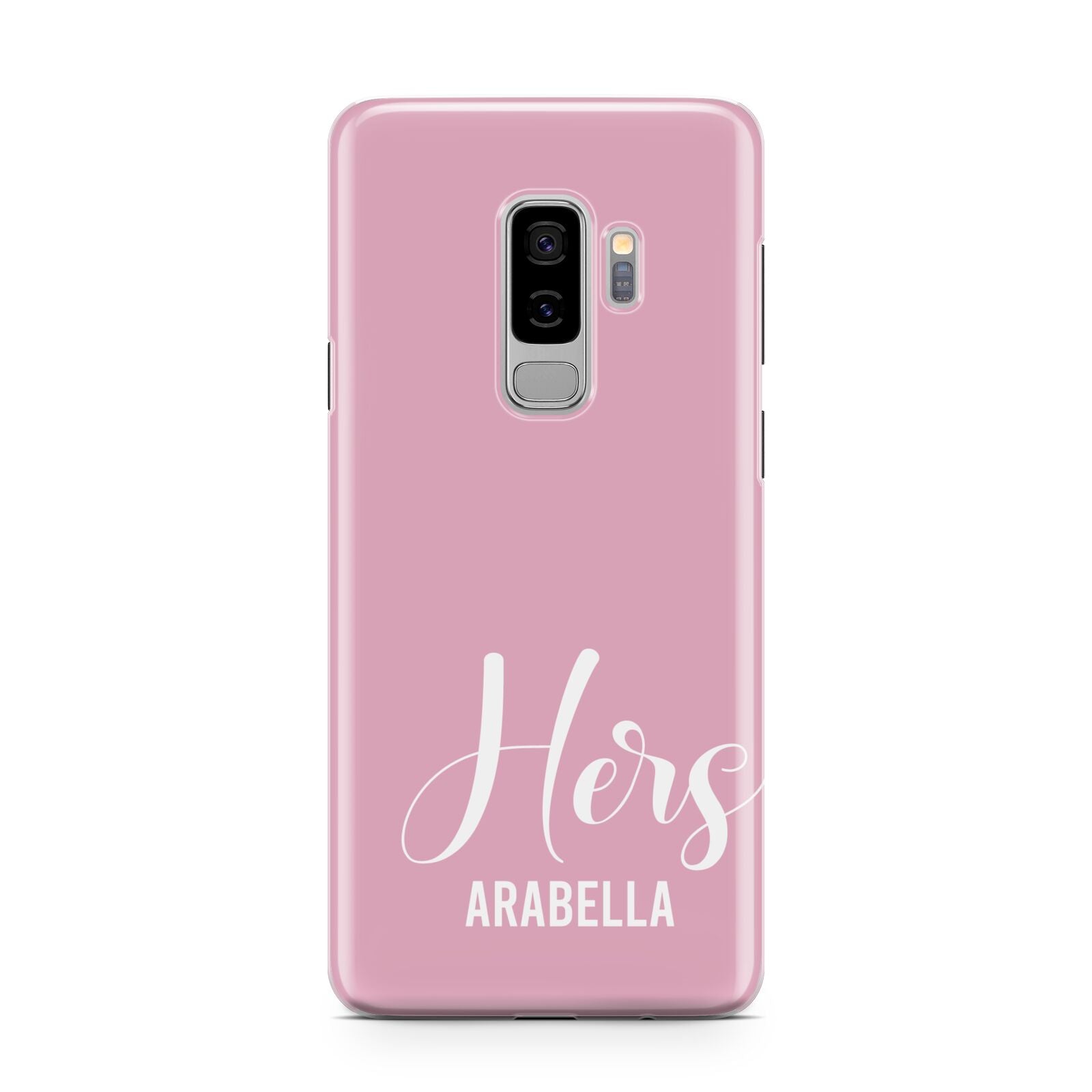 His or Hers Personalised Samsung Galaxy S9 Plus Case on Silver phone