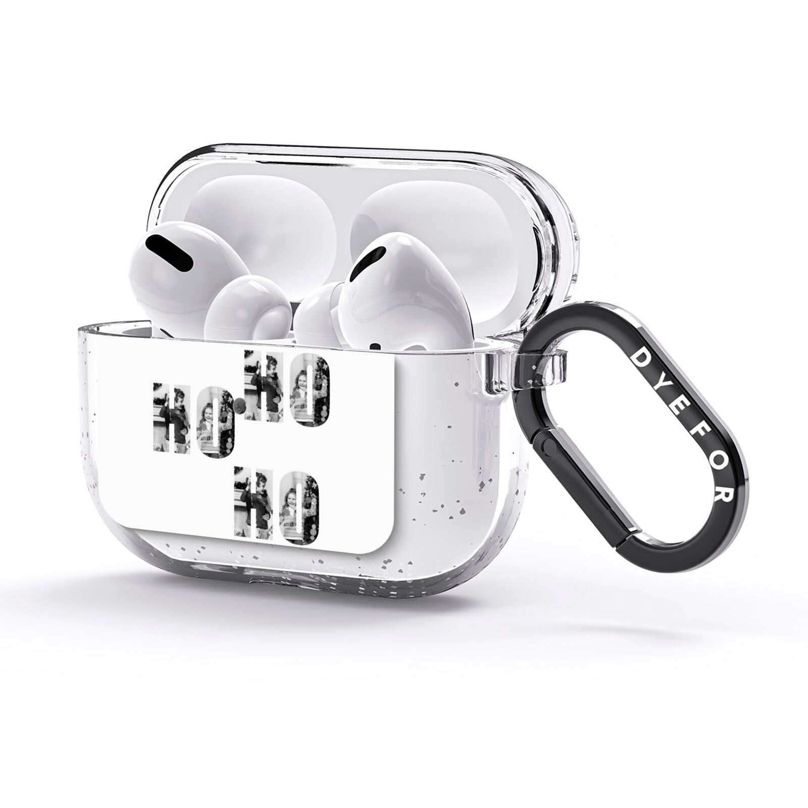 Ho Ho Ho Photo Upload Christmas AirPods Glitter Case 3rd Gen Side Image