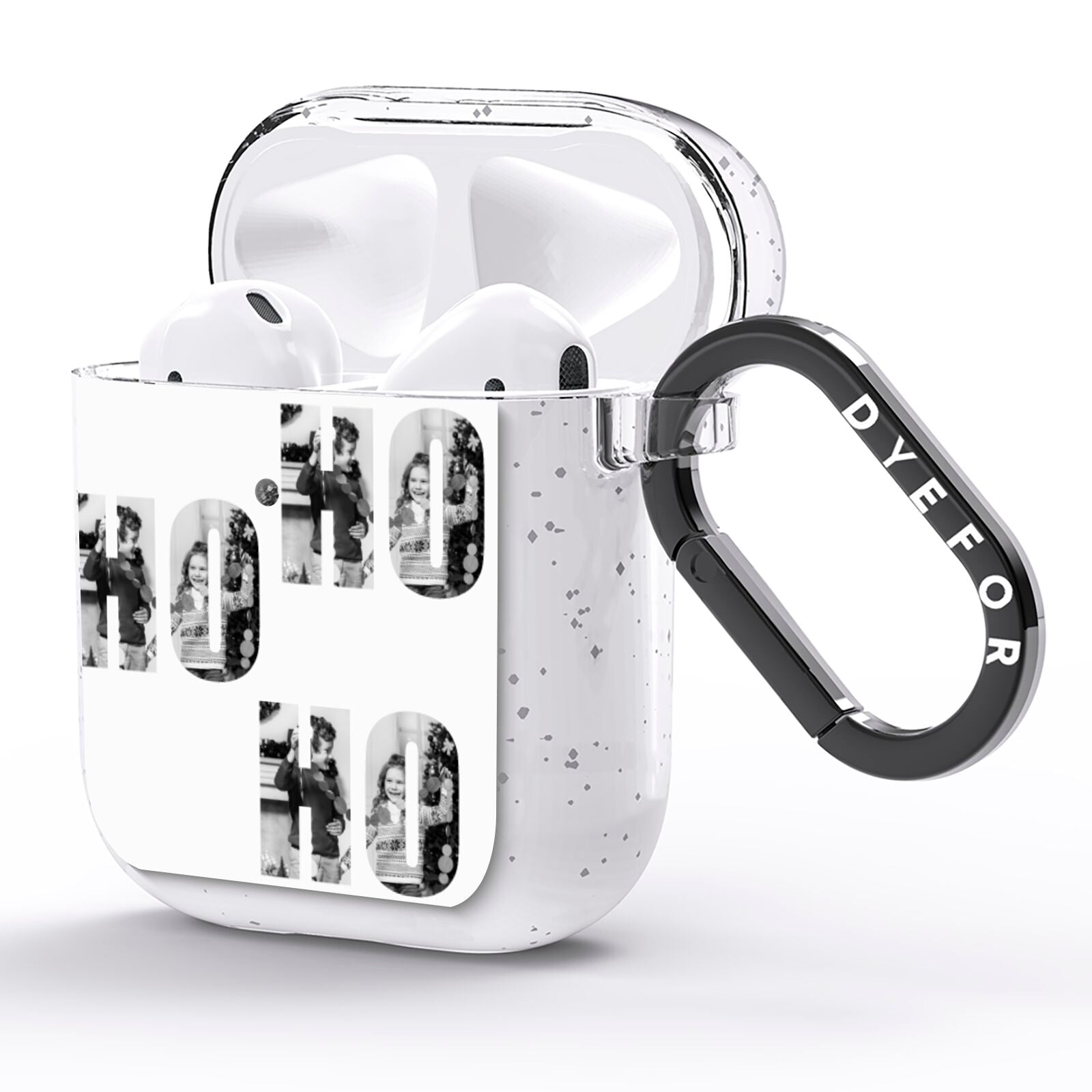 Ho Ho Ho Photo Upload Christmas AirPods Glitter Case Side Image