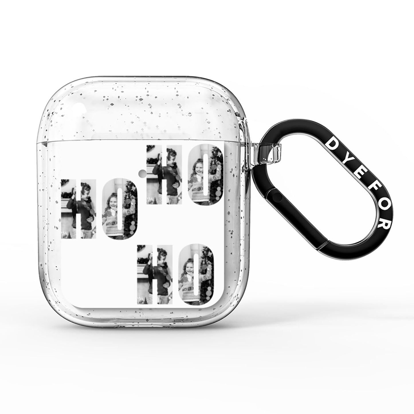 Ho Ho Ho Photo Upload Christmas AirPods Glitter Case